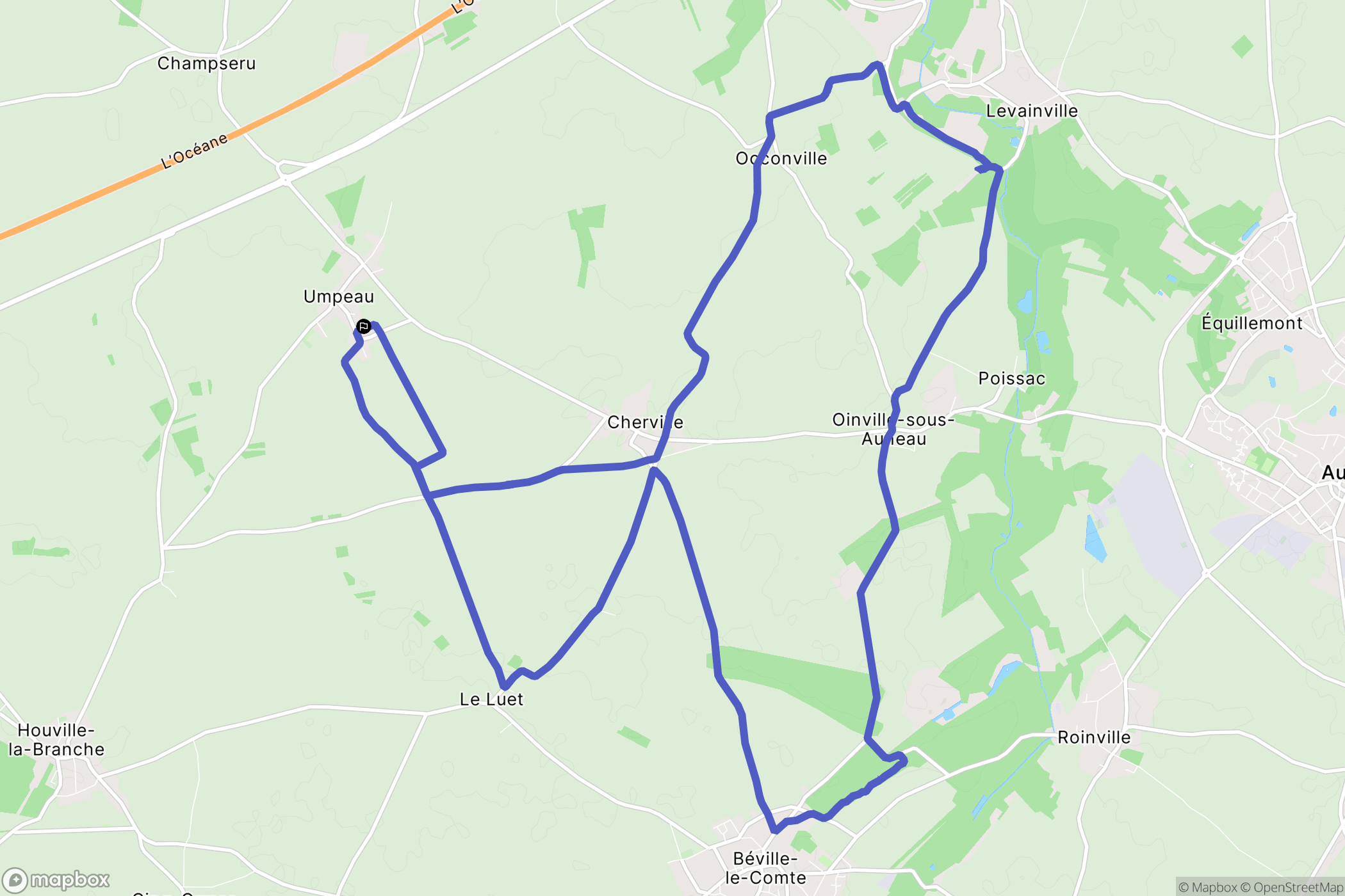 Umpeau : carte du parcours de randonnée - France
