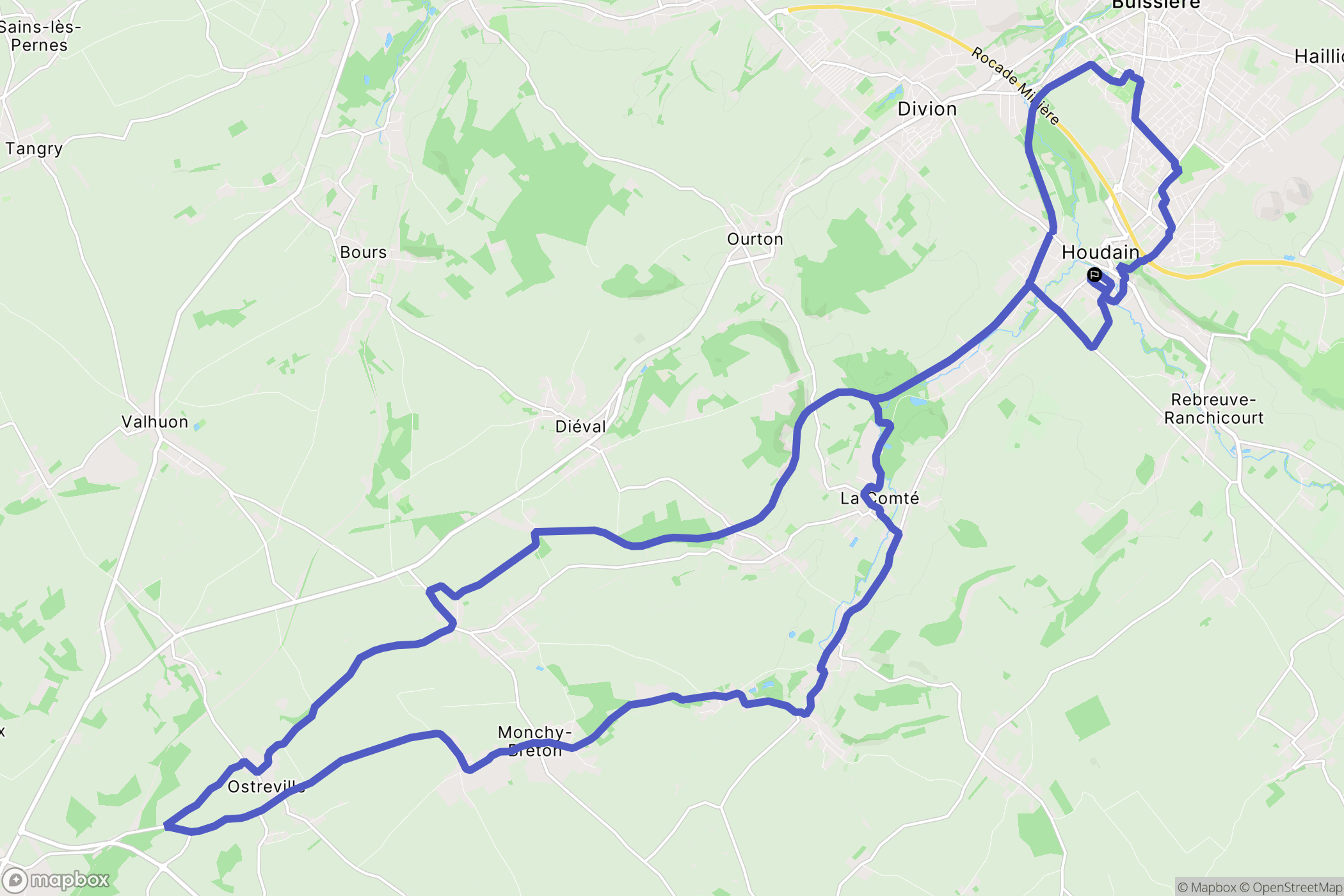 Houdain : carte du parcours de randonnée - France