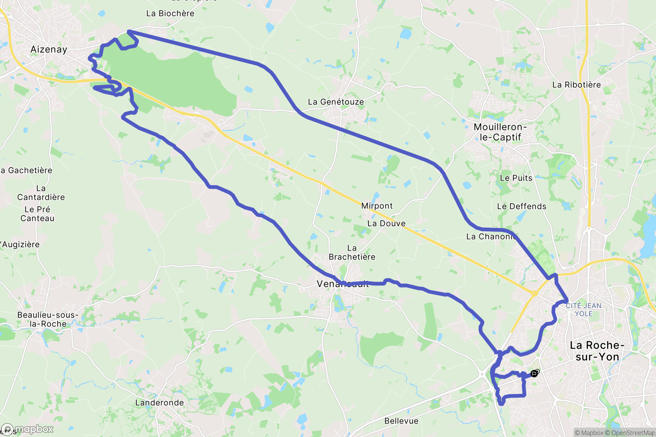 La Roche-sur-Yon : carte du parcours de randonnée - France