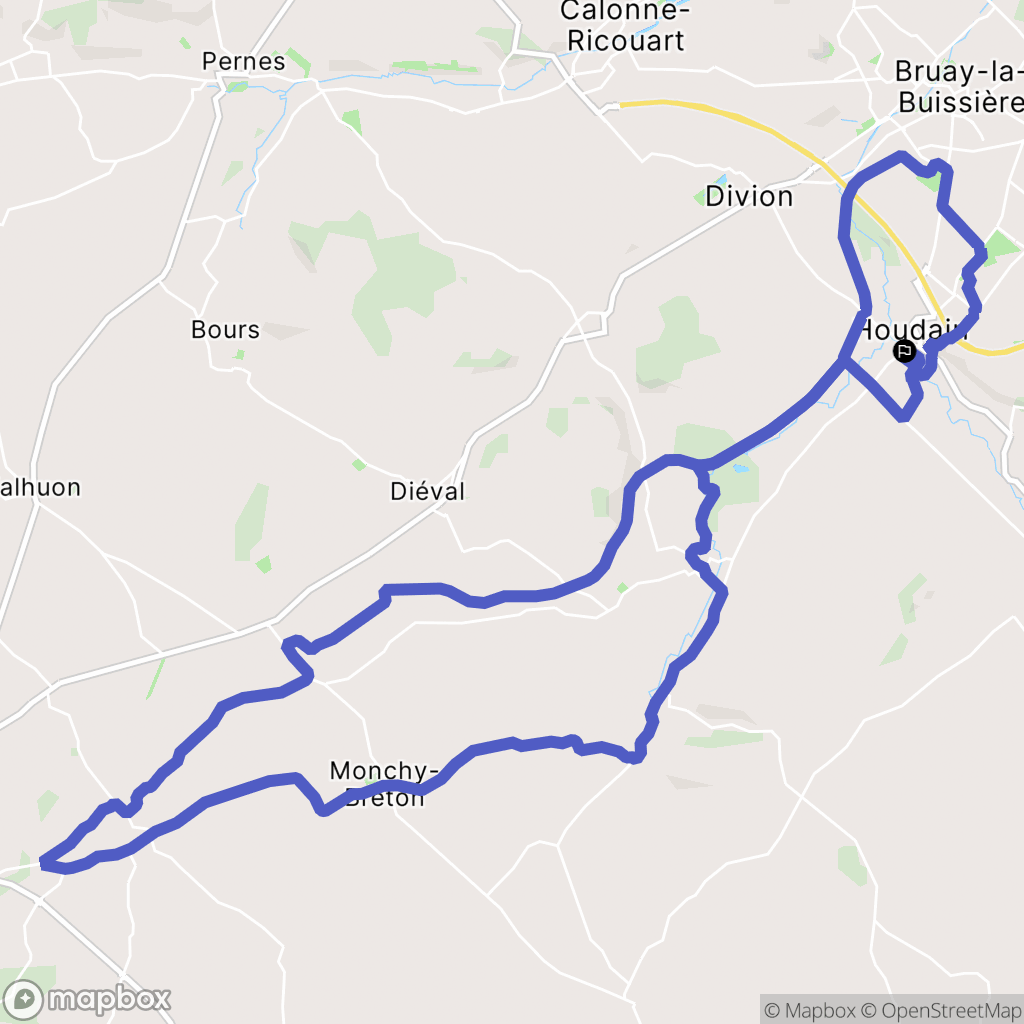 Houdain : carte du parcours de randonnée - France