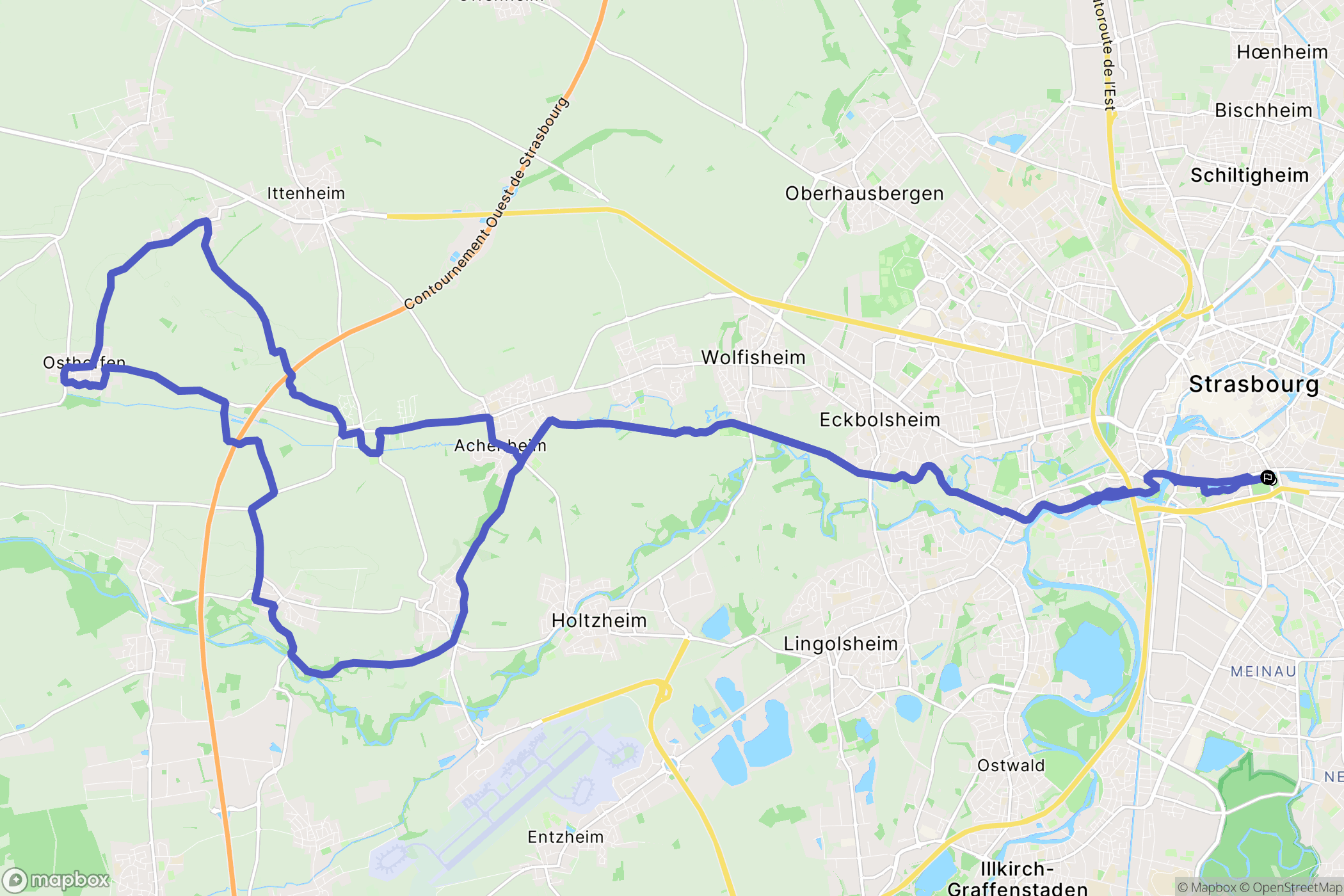 Strasbourg : carte du parcours de randonnée - France