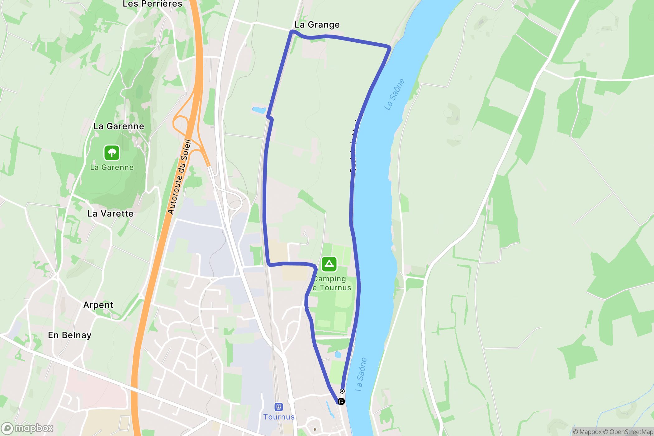 Tournus : carte du parcours de randonnée - France