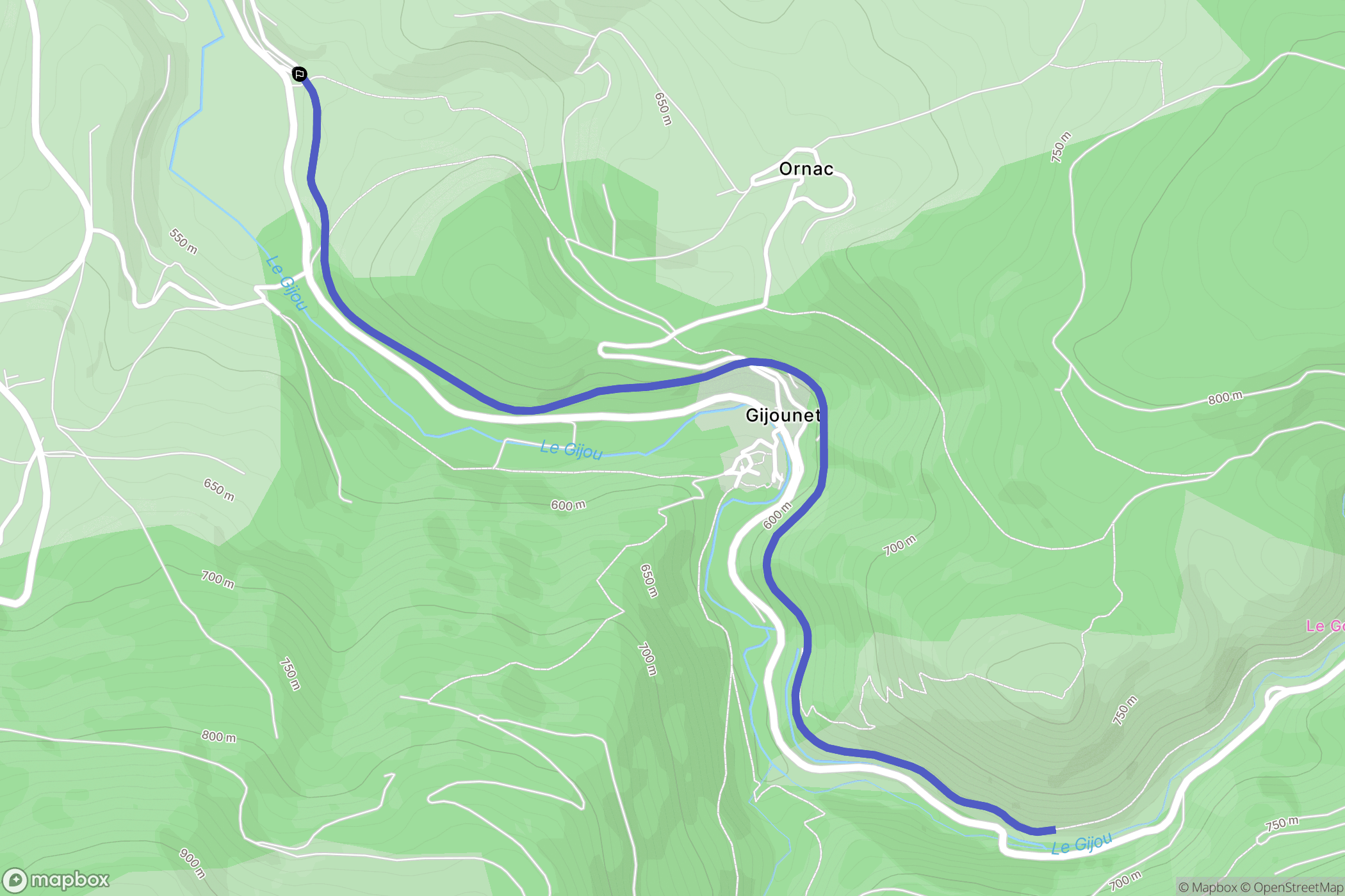 Gijounet : carte du parcours de randonnée - France