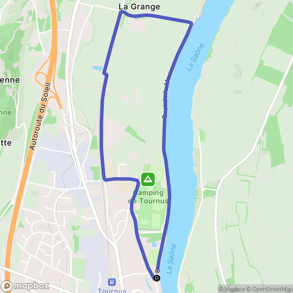 Tournus : carte du parcours de randonnée - France