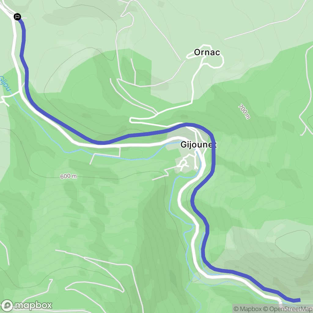 Gijounet : carte du parcours de randonnée - France