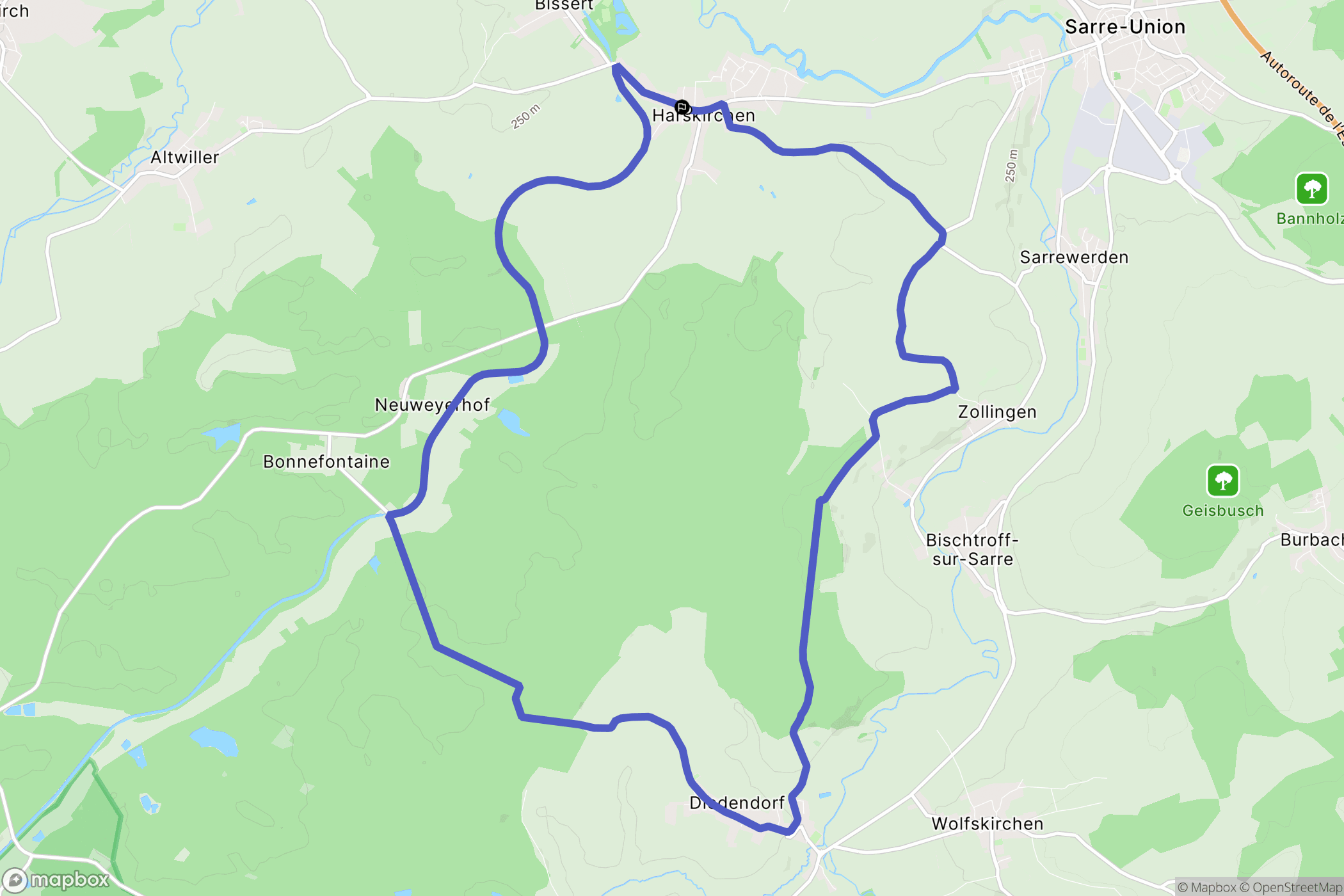 Harskirchen : carte du parcours de randonnée - France