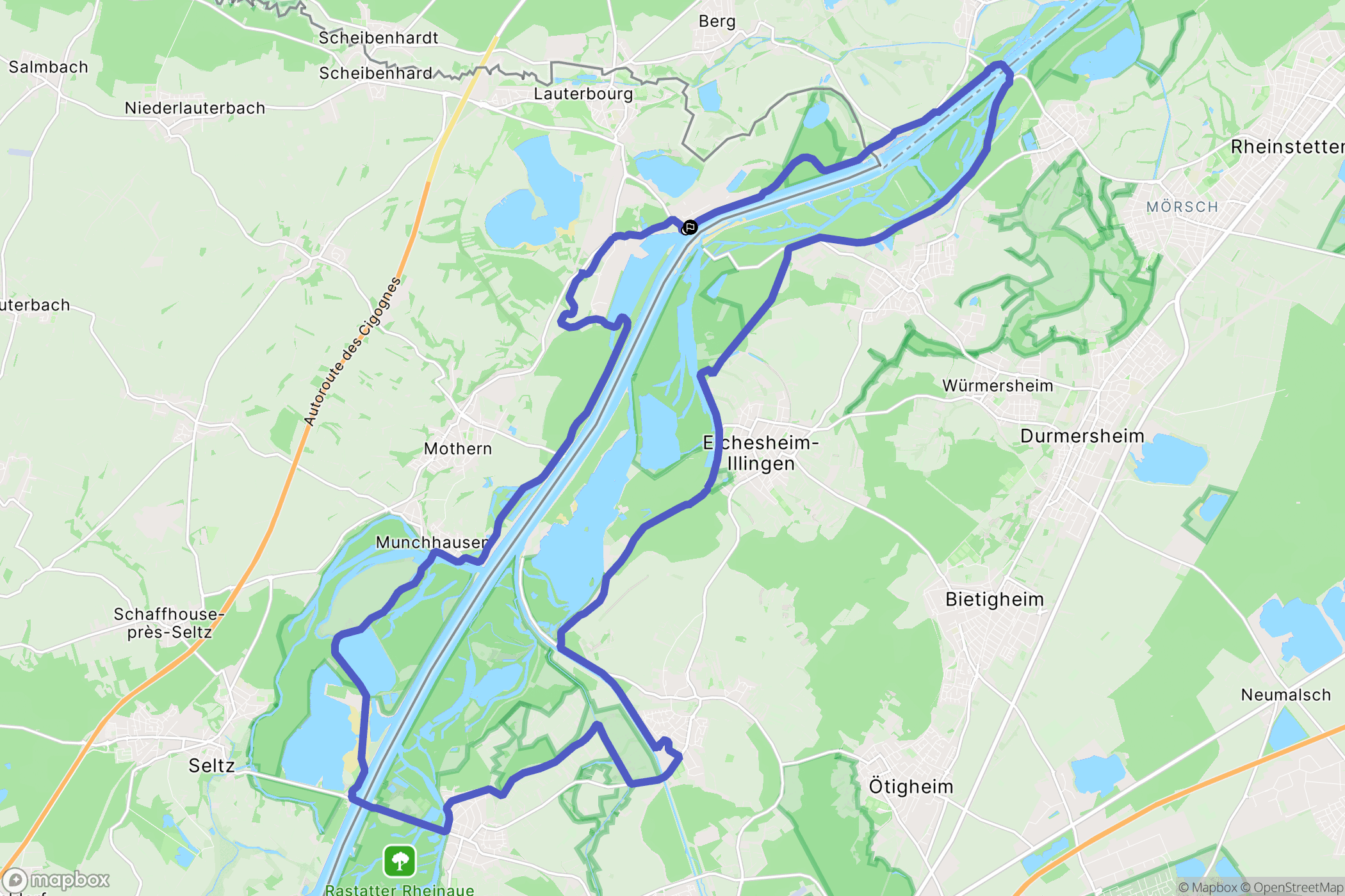 Lauterbourg : carte du parcours de randonnée - France