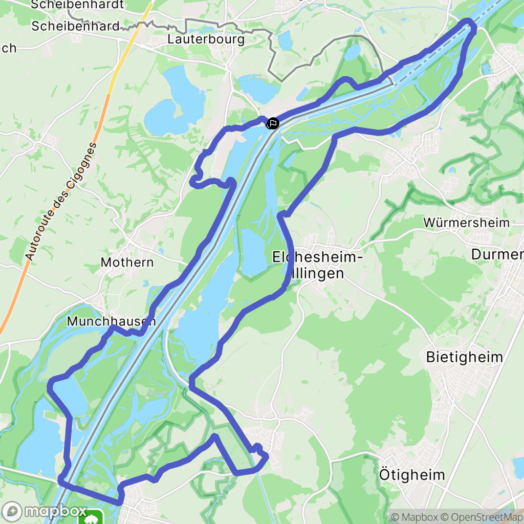 Lauterbourg : carte du parcours de randonnée - France