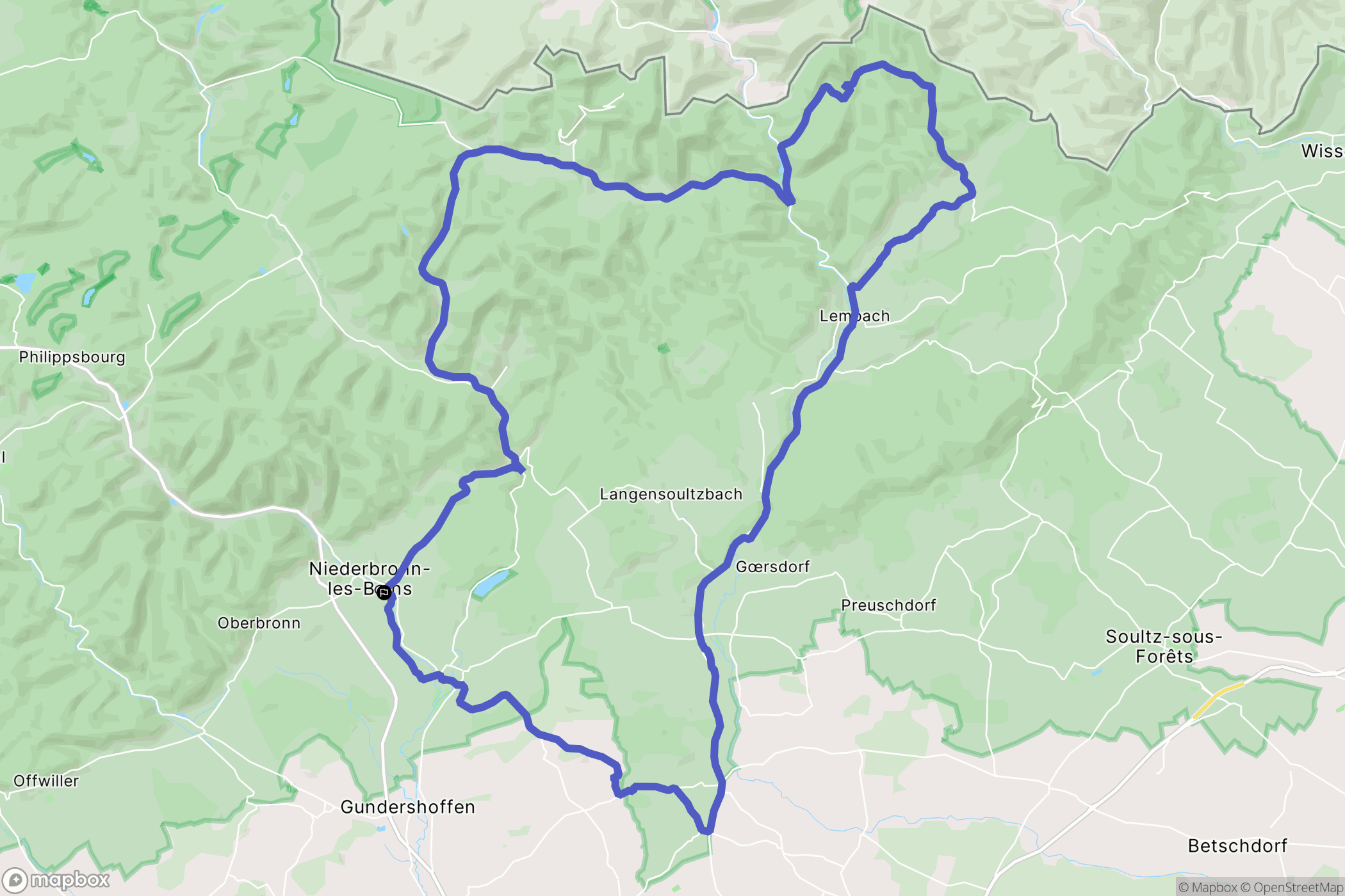 Niederbronn-les-Bains : carte du parcours de randonnée - France