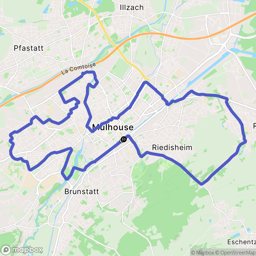 Mulhouse : carte du parcours de randonnée - France