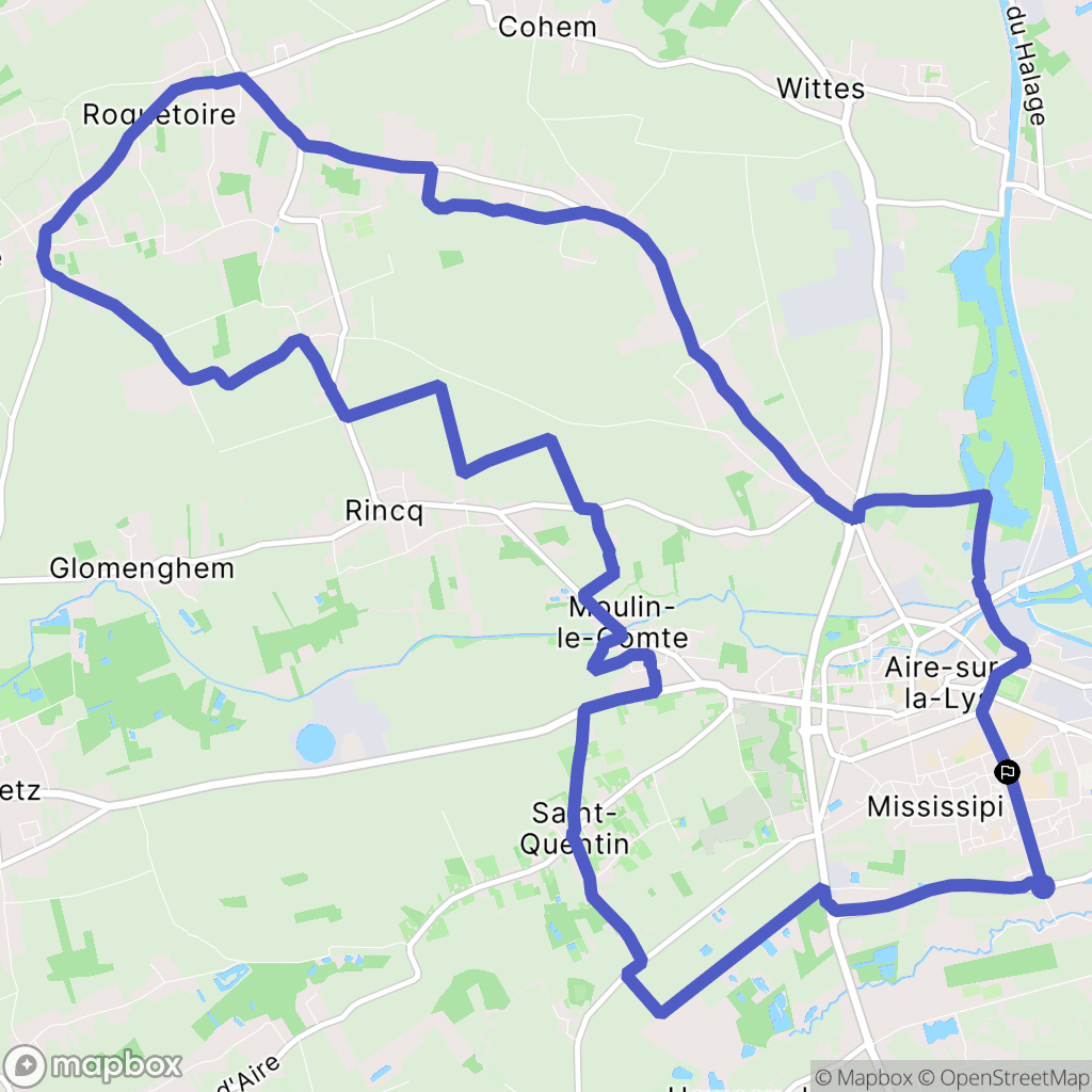 Aire-sur-la-Lys : carte du parcours de randonnée - France