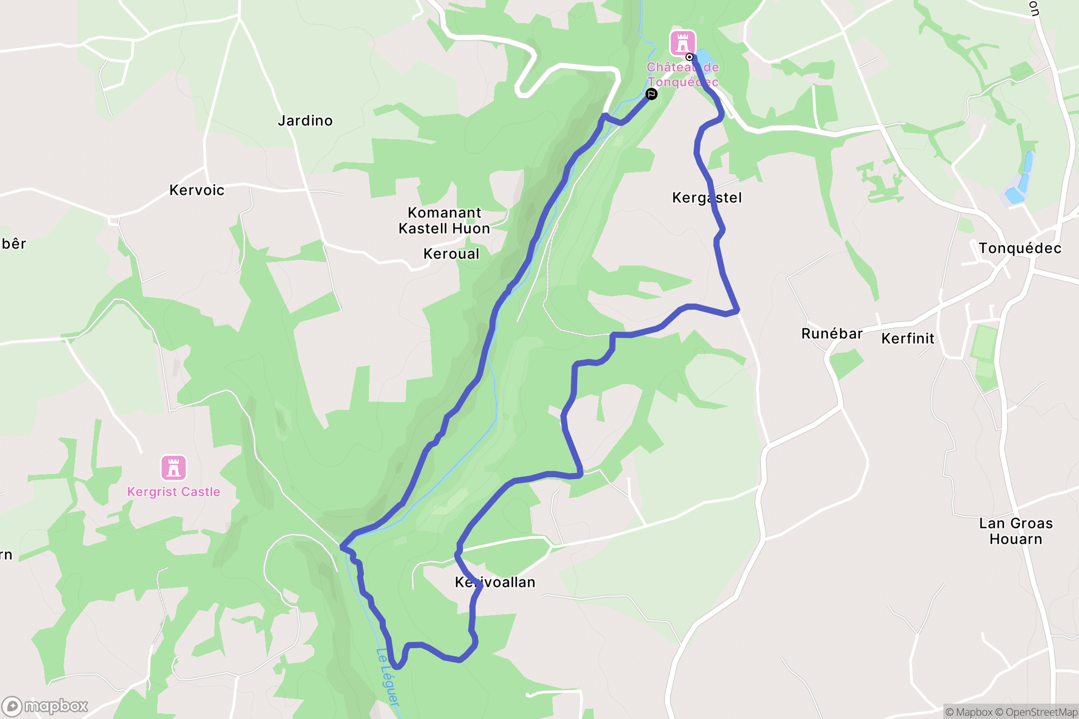 Tonquédec : carte du parcours de randonnée - France