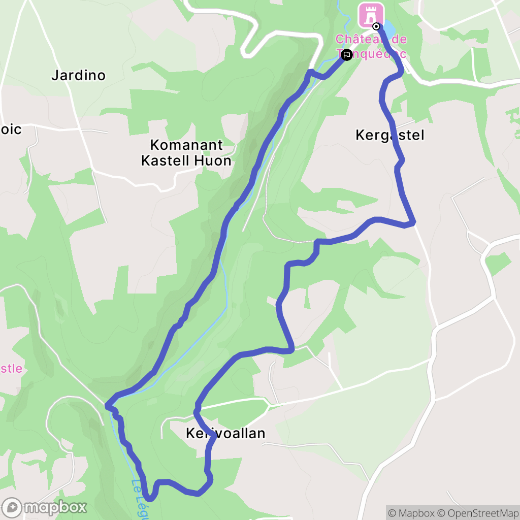 Tonquédec : carte du parcours de randonnée - France