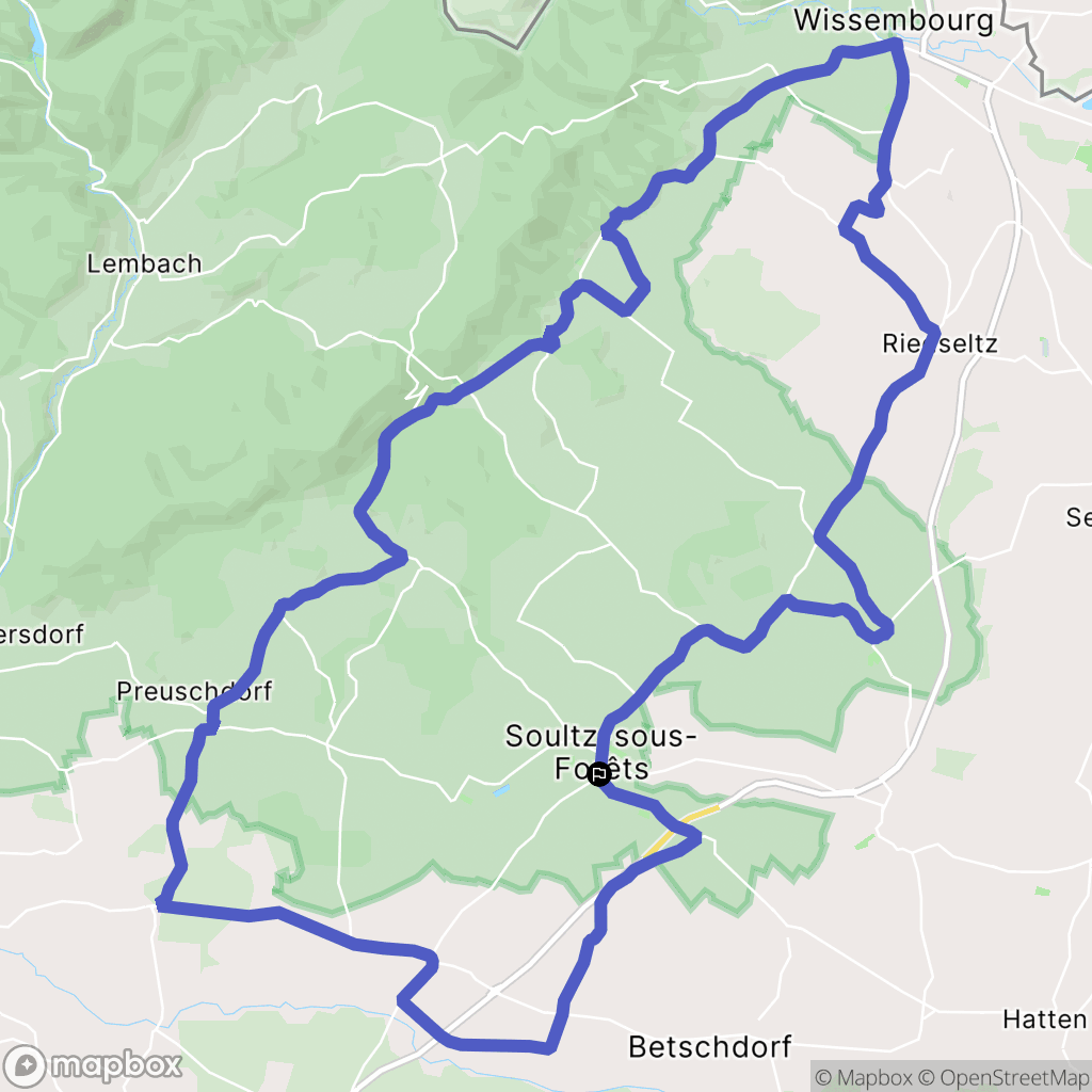 Soultz-sous-Forêts : carte du parcours de randonnée - France