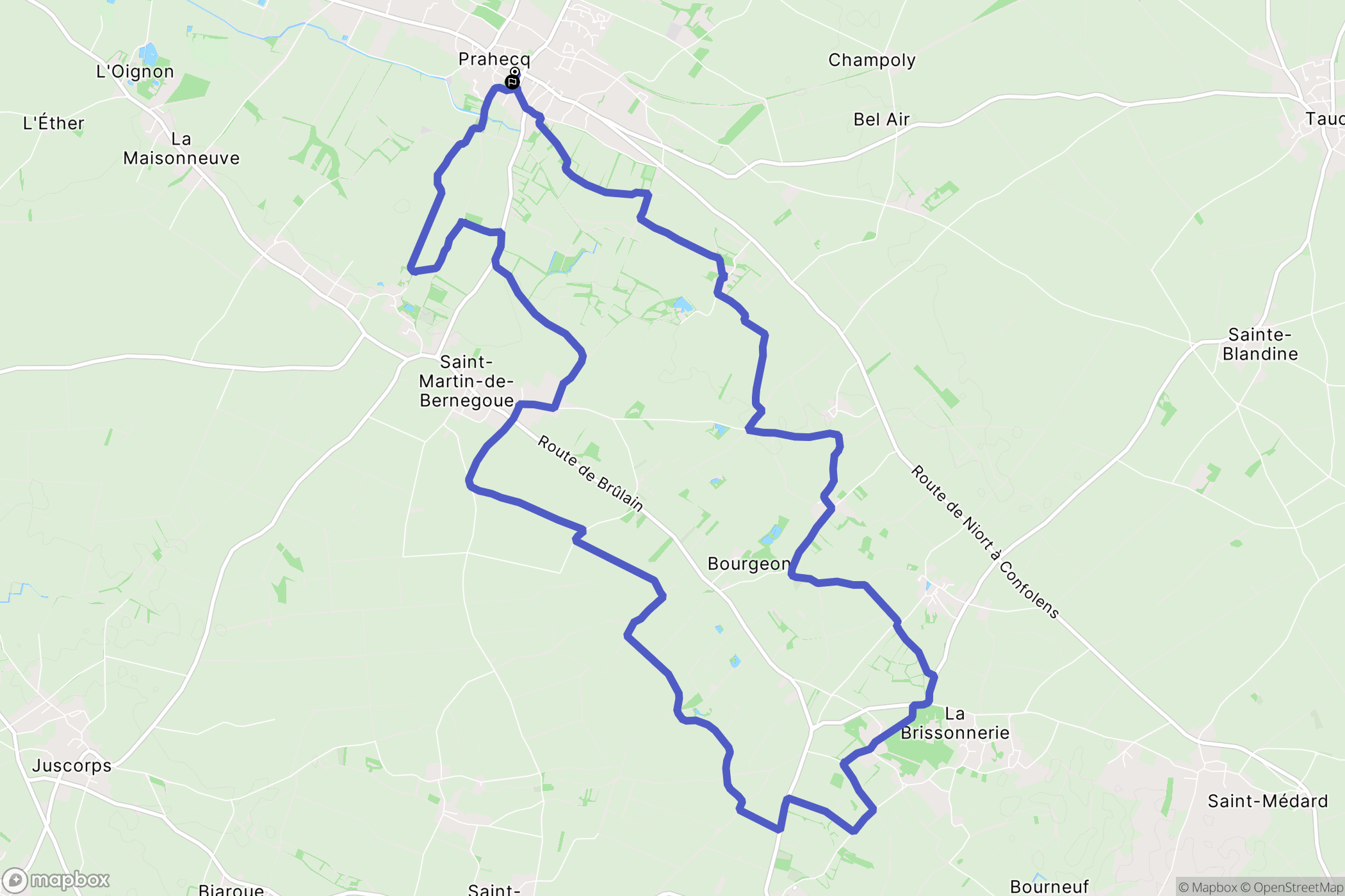 Prahecq : carte du parcours de randonnée - France