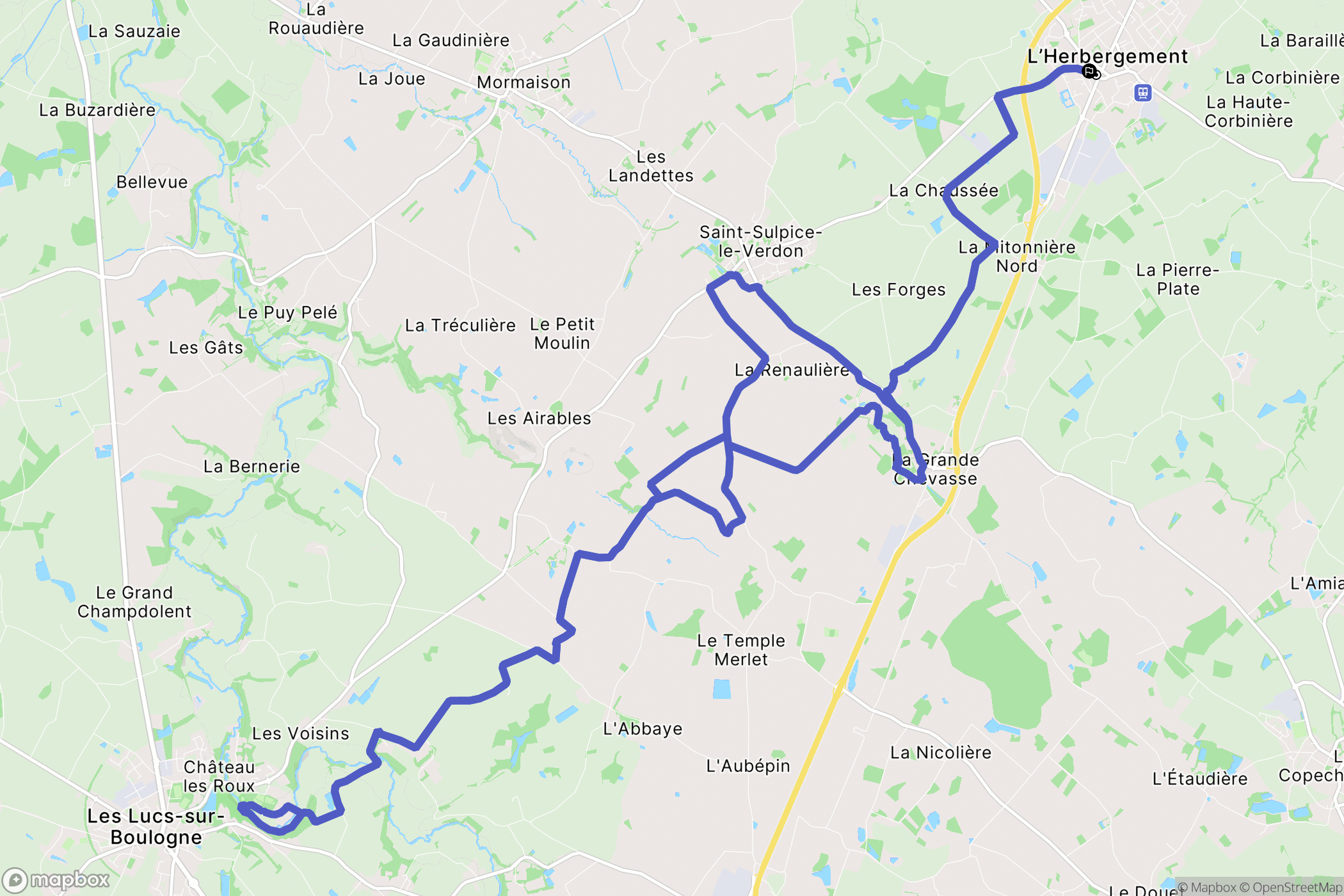L'Herbergement : carte du parcours de randonnée - France