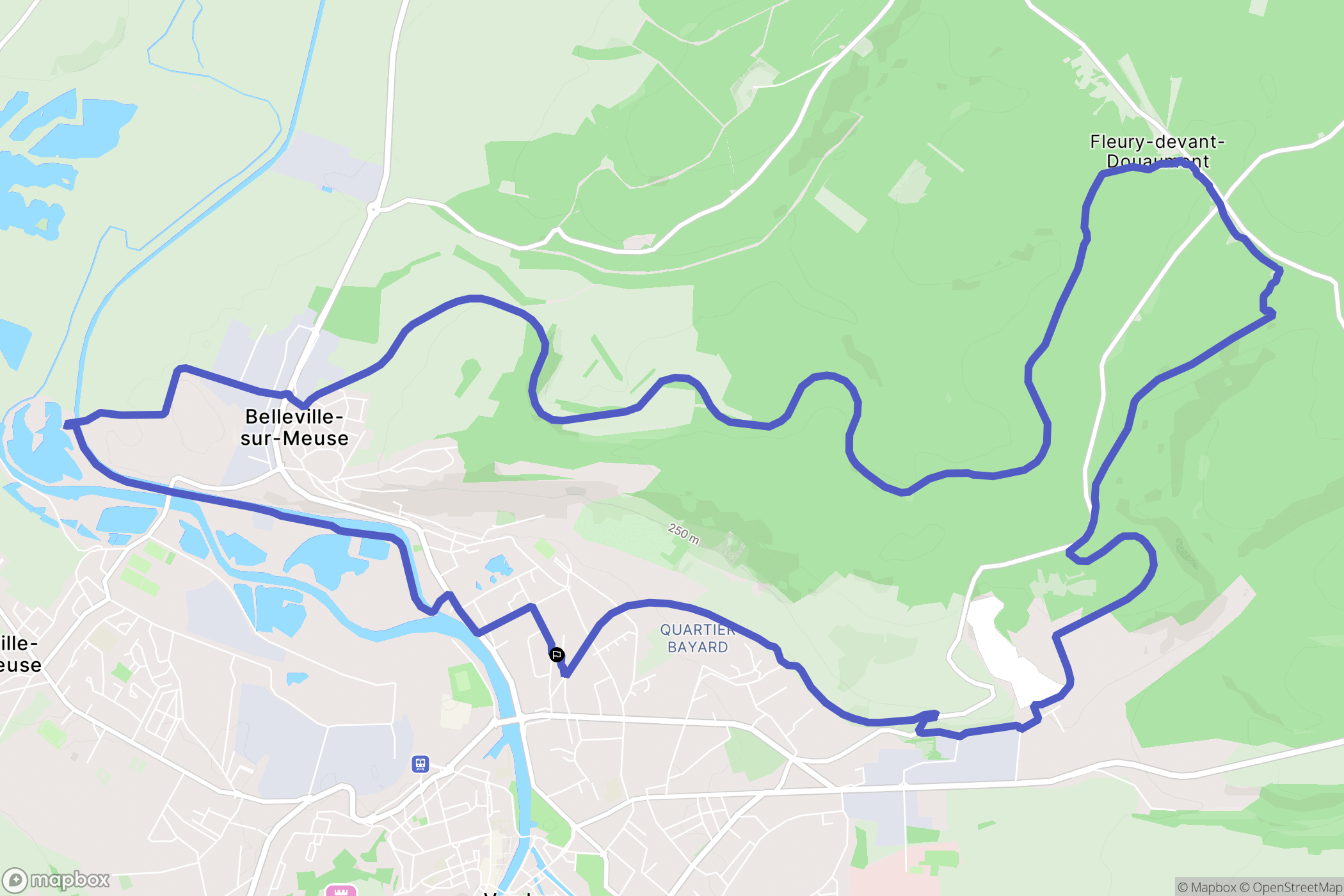 Belleville-sur-Meuse : carte du parcours de randonnée - France