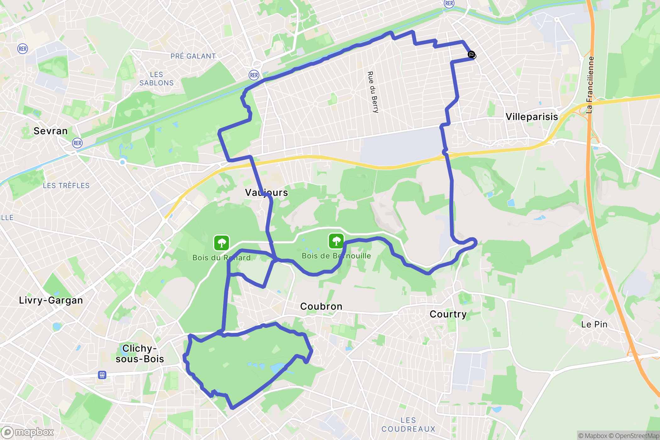Villeparisis : carte du parcours de randonnée - France