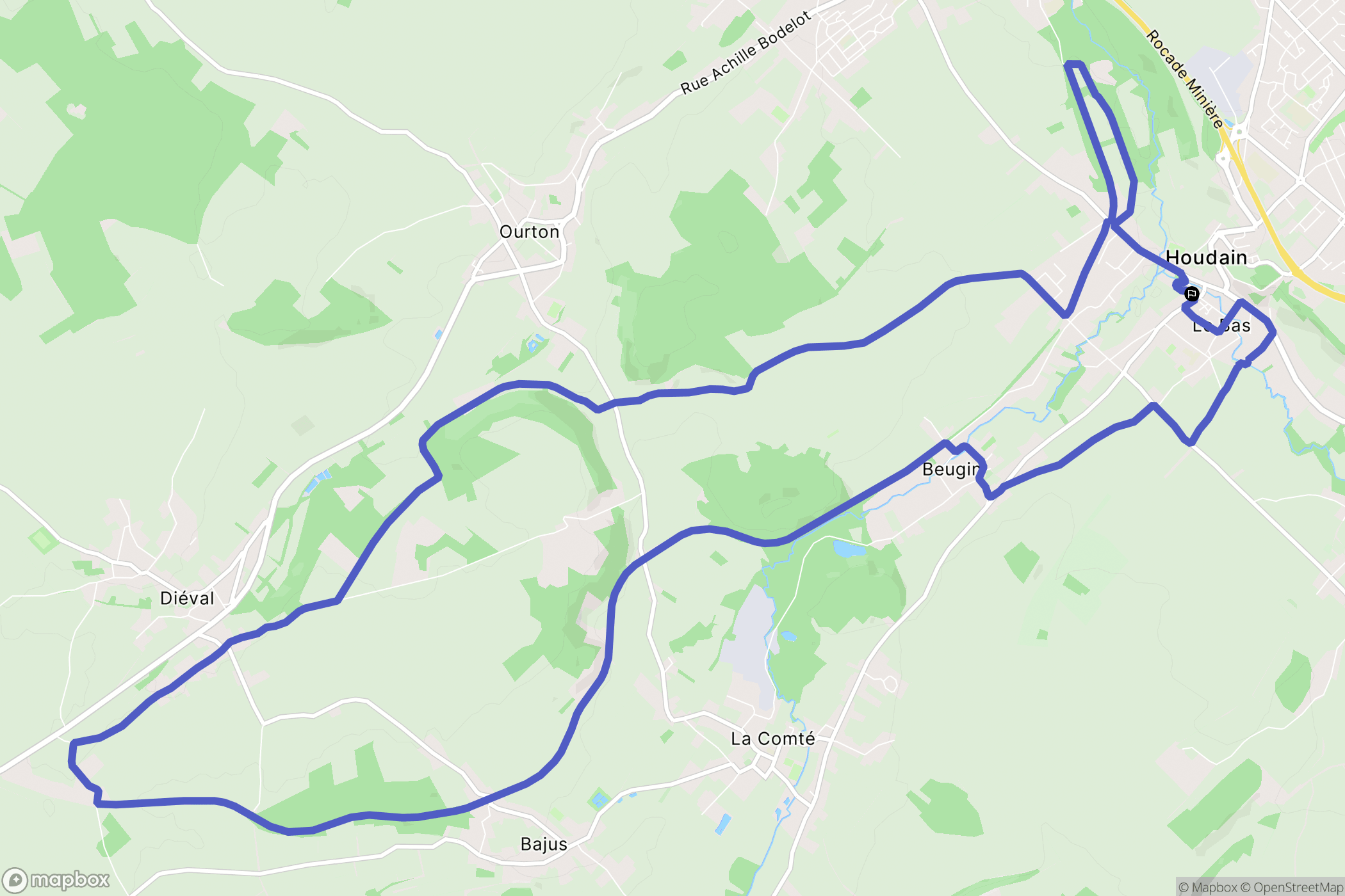 Houdain : carte du parcours de randonnée - France