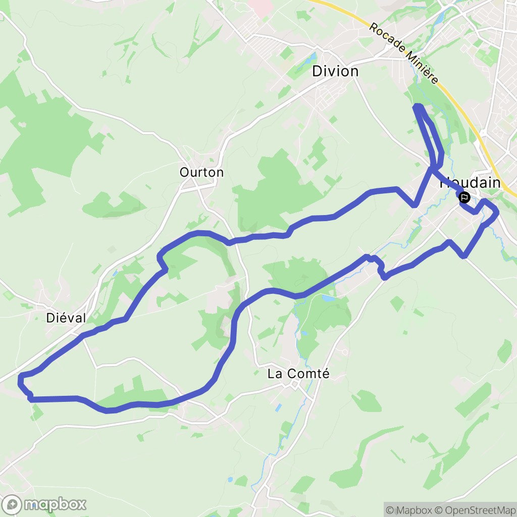 Houdain : carte du parcours de randonnée - France
