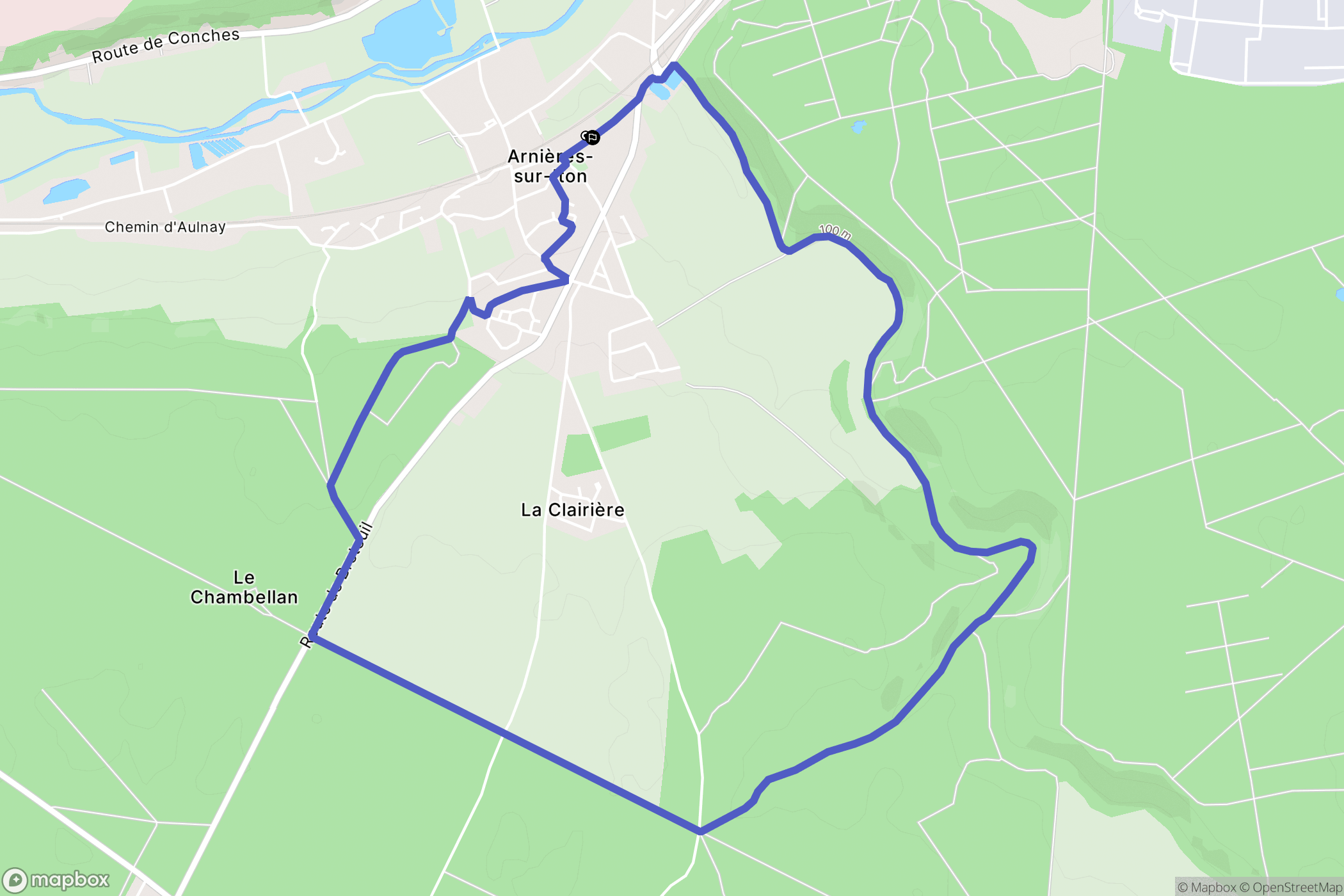 Arnières-sur-Iton : carte du parcours de randonnée - France