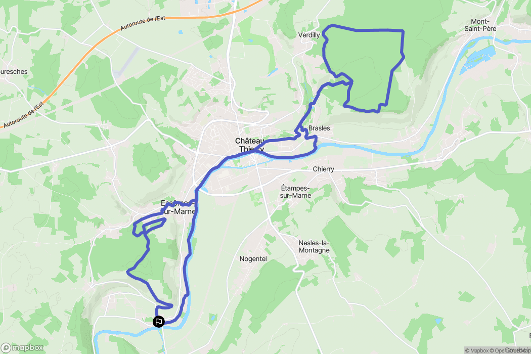 Azy-sur-Marne : carte du parcours de randonnée - France