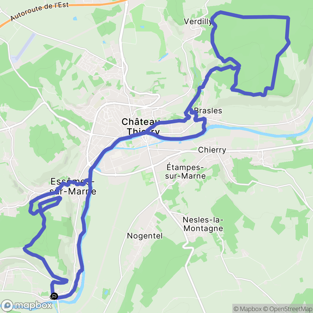 Azy-sur-Marne : carte du parcours de randonnée - France