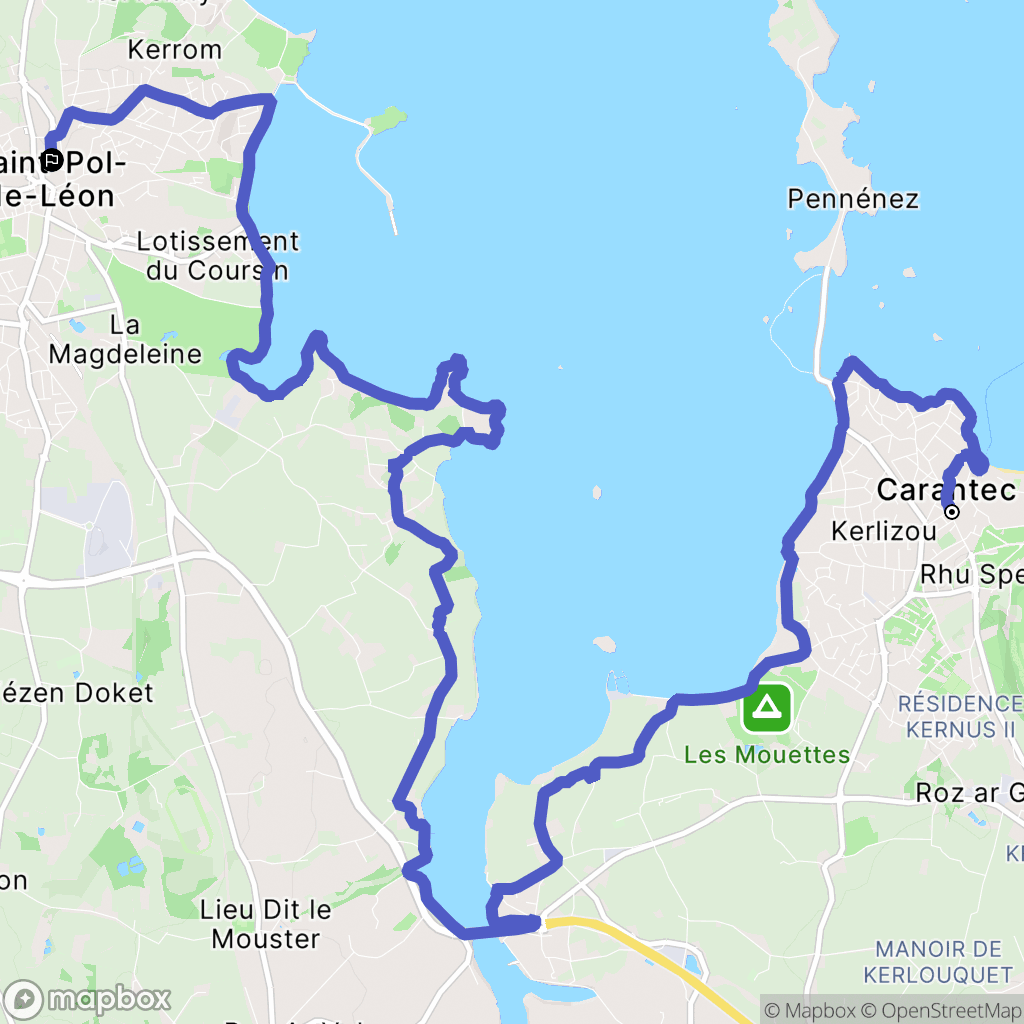 Carantec : carte du parcours de randonnée - France