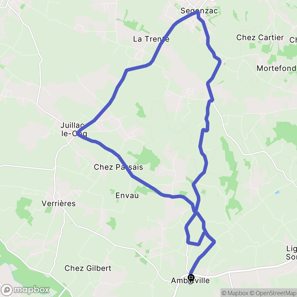 Lignières-Ambleville : carte du parcours de randonnée - France