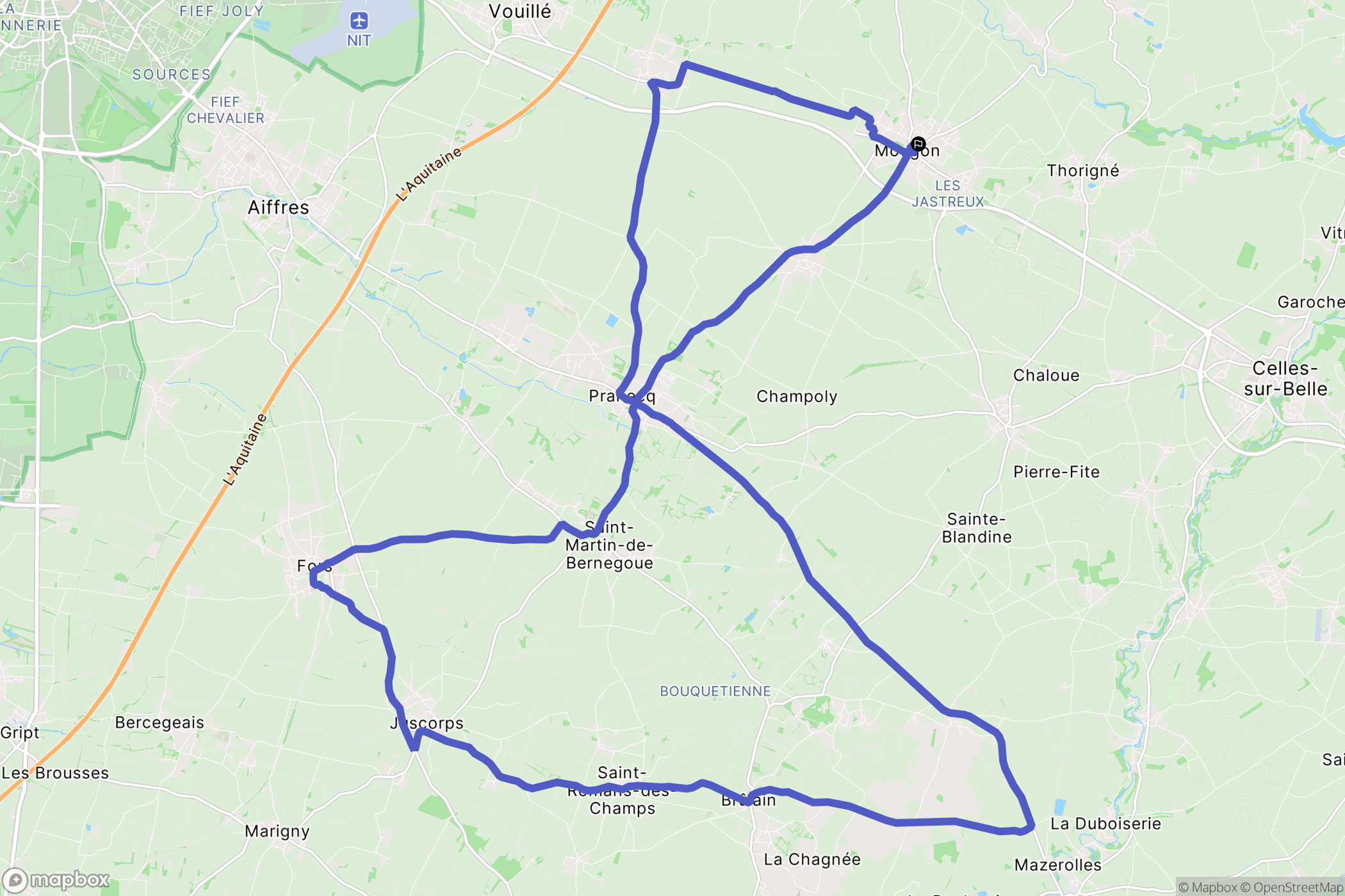 Aigondigné : carte du parcours de randonnée - France