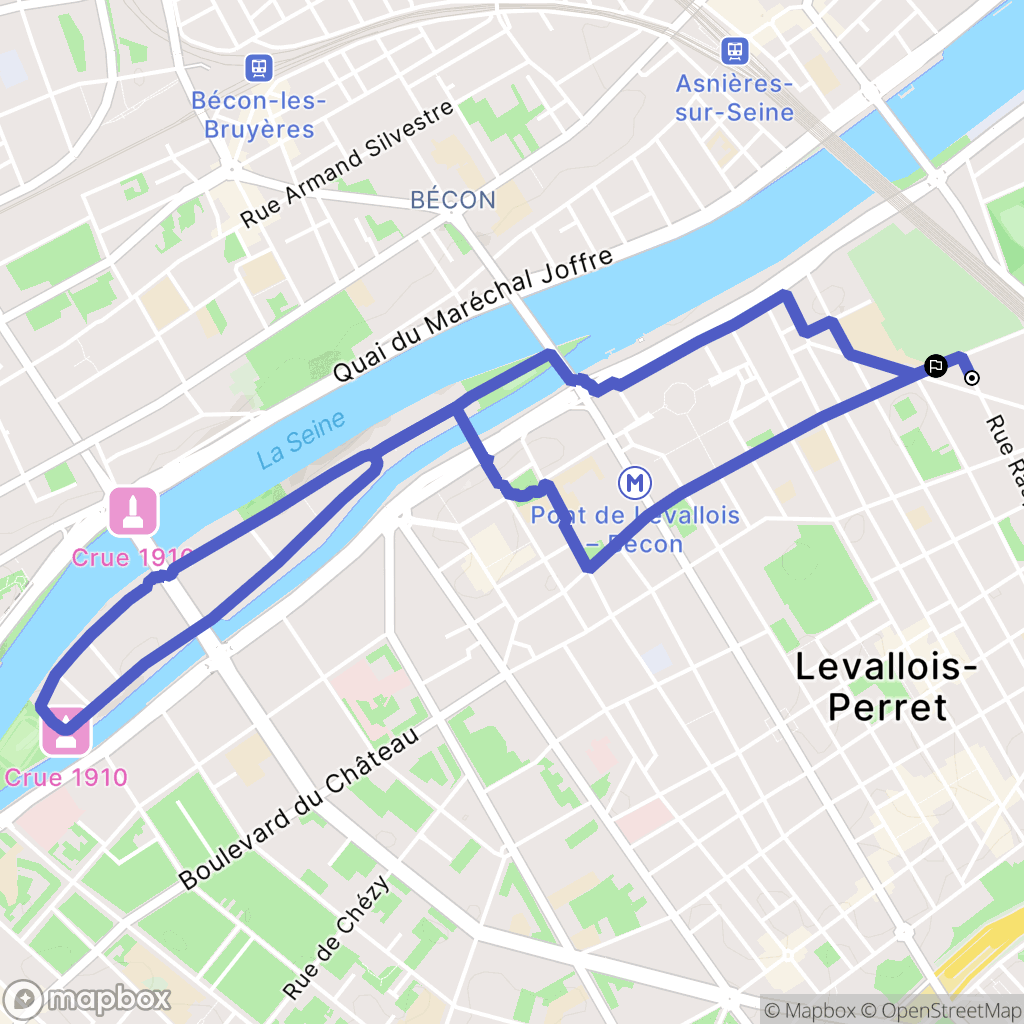 Levallois-Perret : carte du parcours de randonnée - France