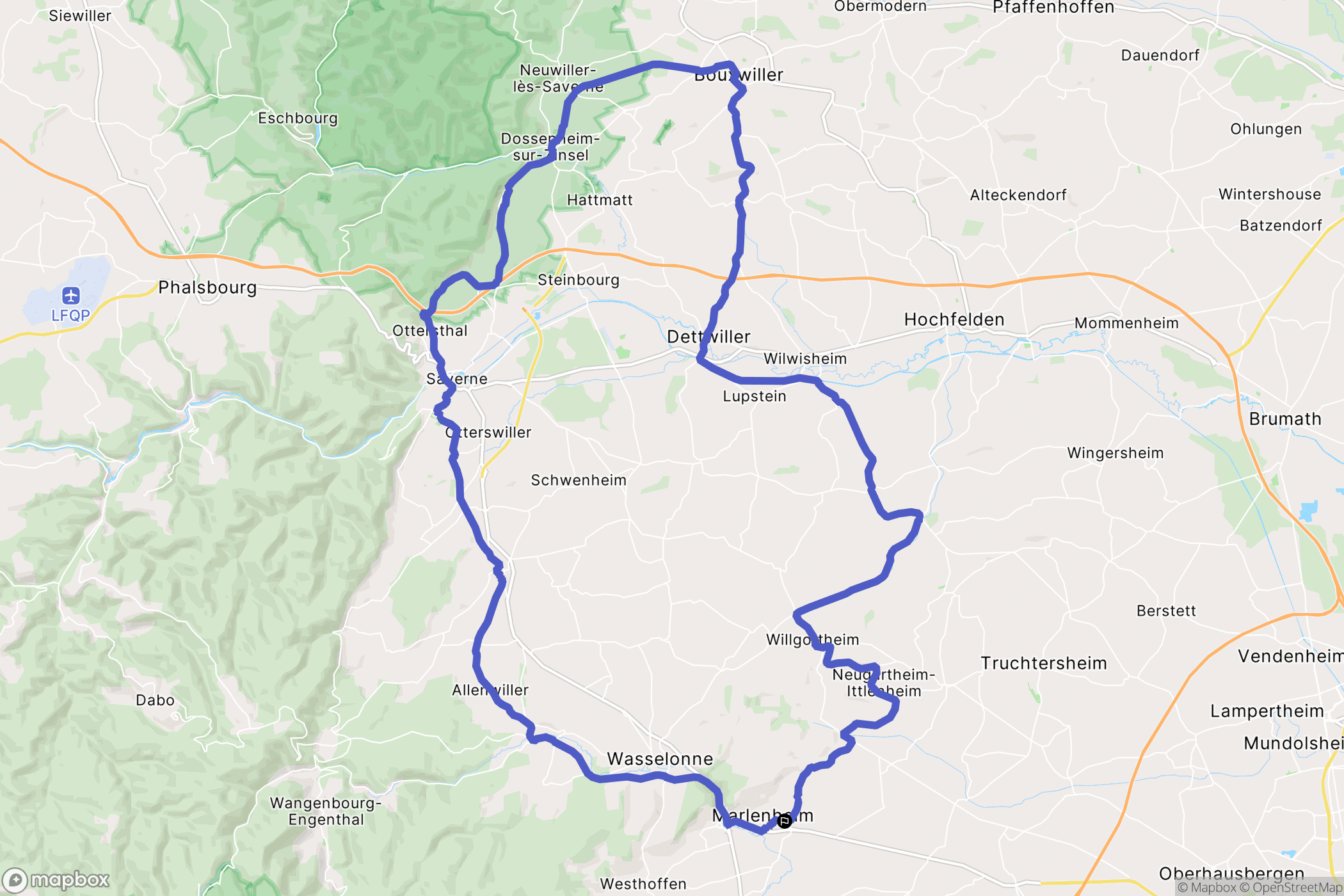 Marlenheim : carte du parcours de randonnée - France