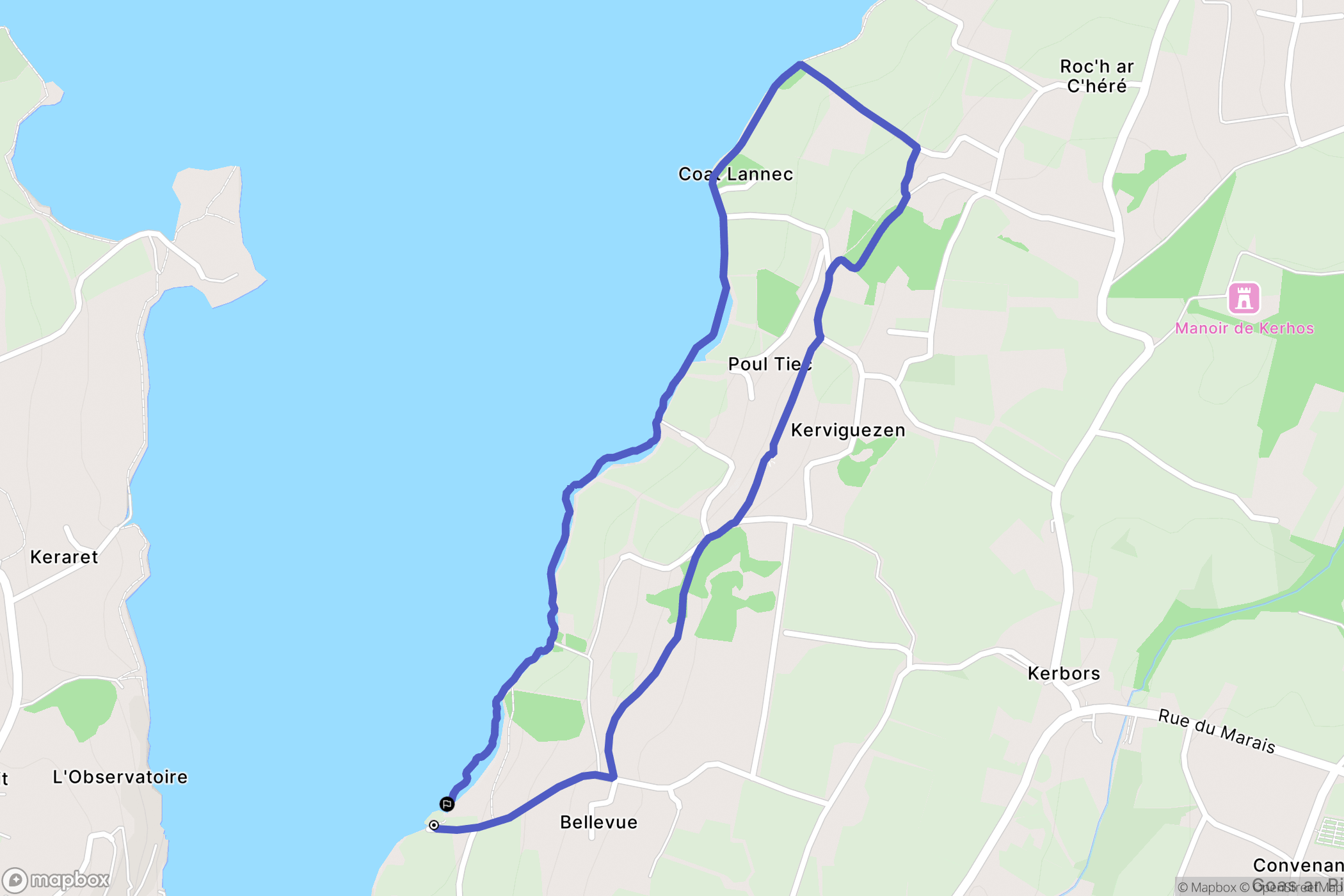 Kerbors : carte du parcours de randonnée - France