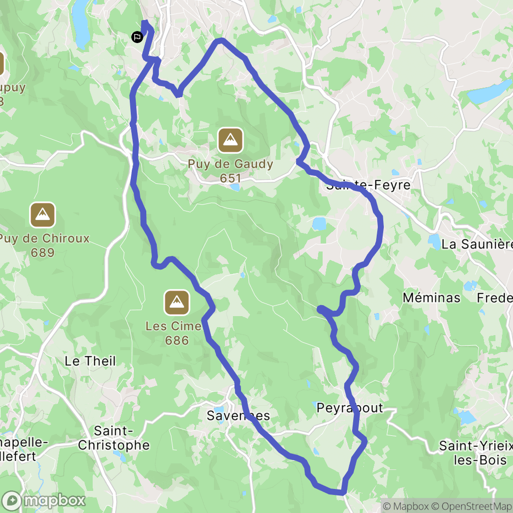 Guéret : carte du parcours de randonnée - France