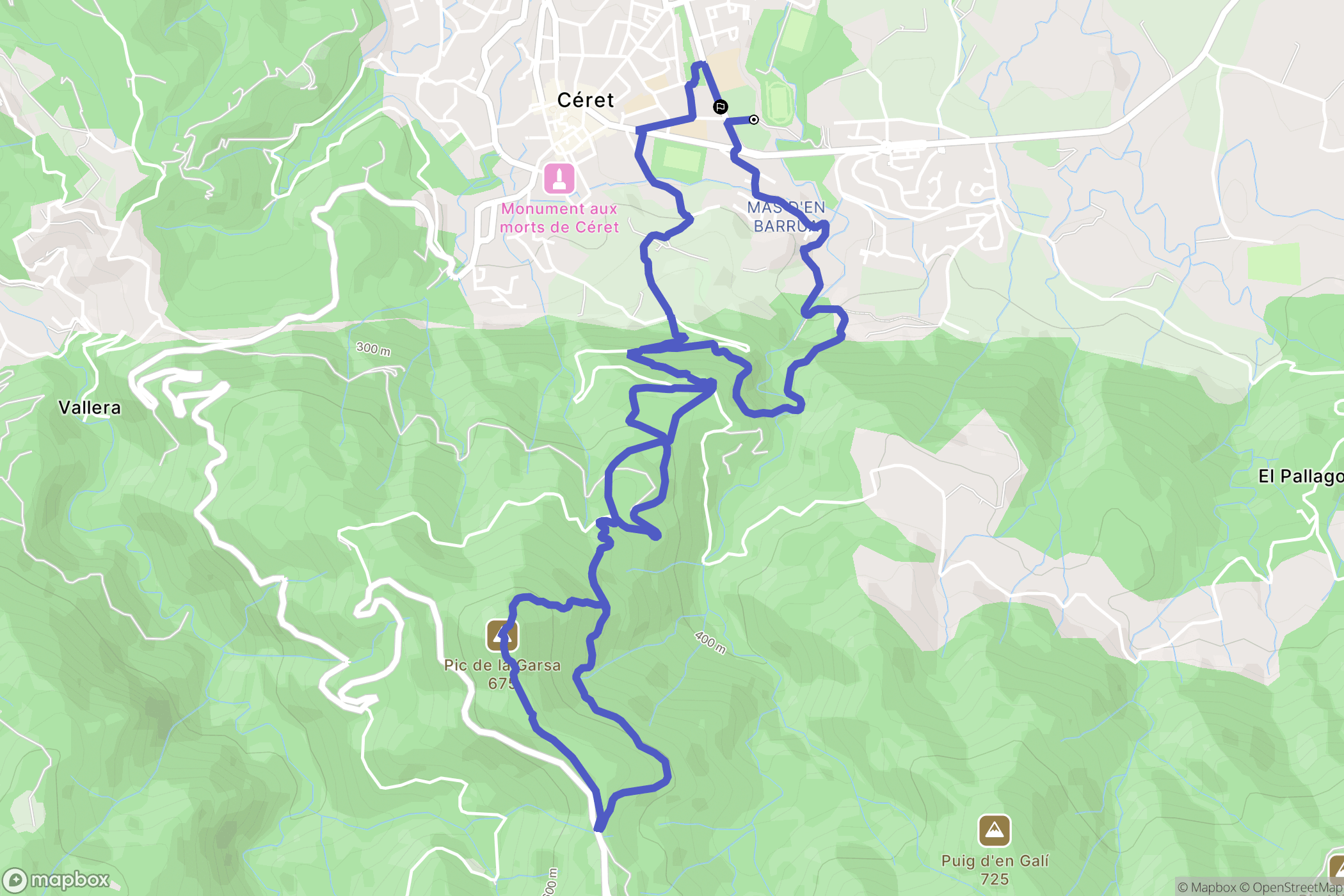 Céret : carte du parcours de randonnée - France
