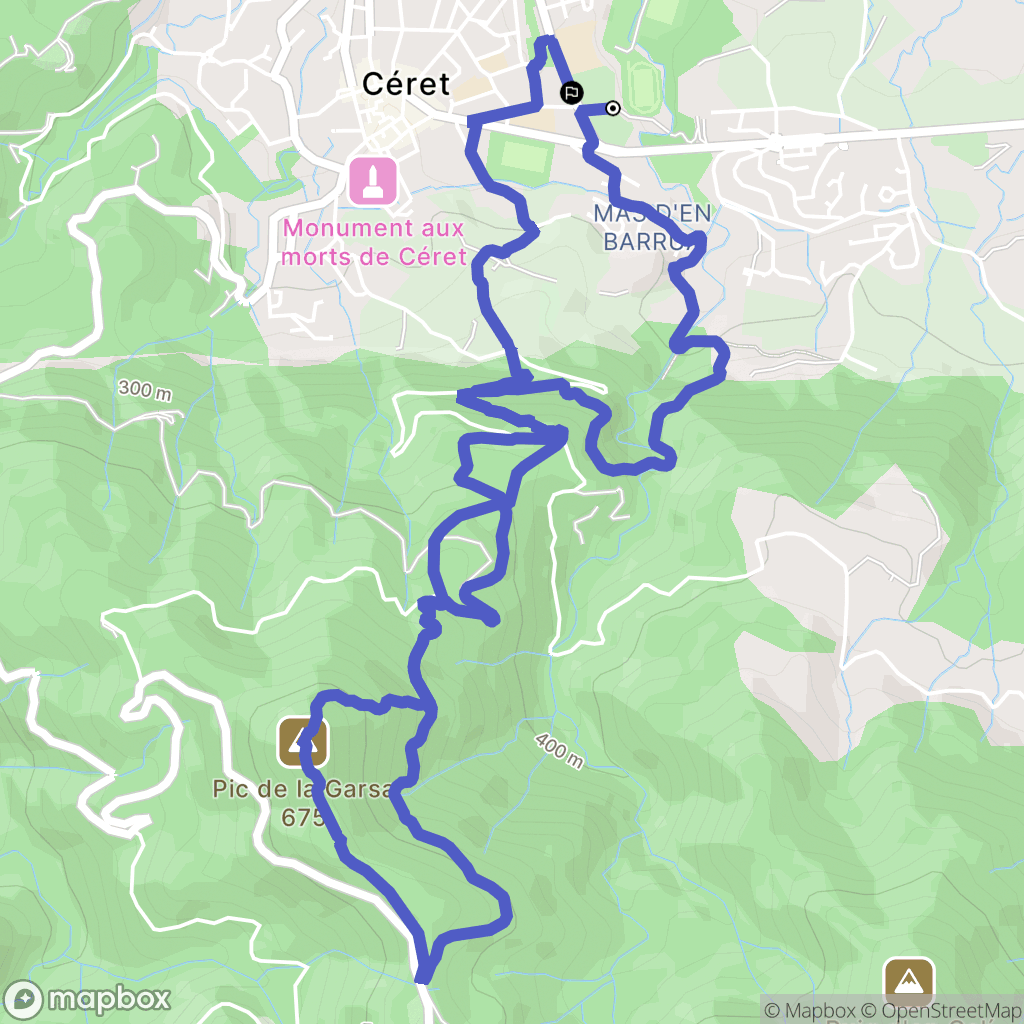 Céret : carte du parcours de randonnée - France