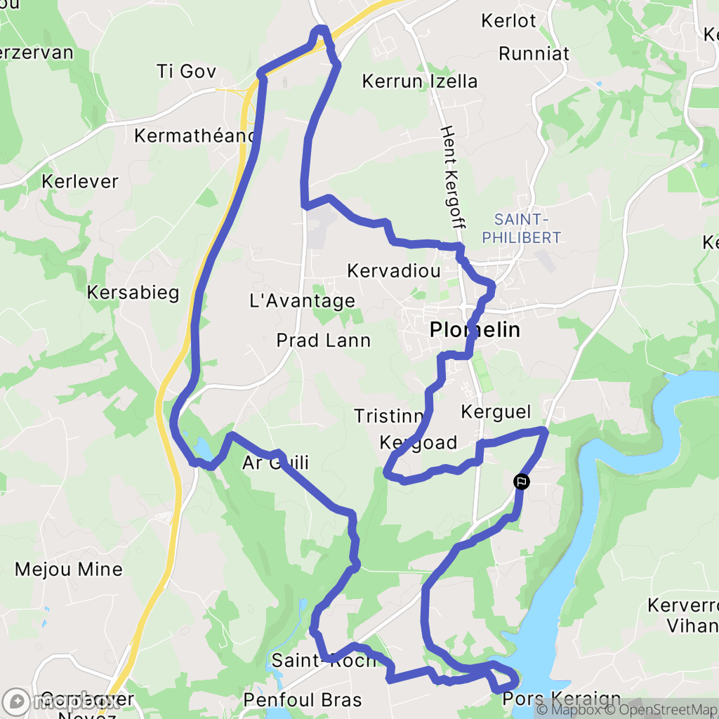 Plomelin : carte du parcours de randonnée - France