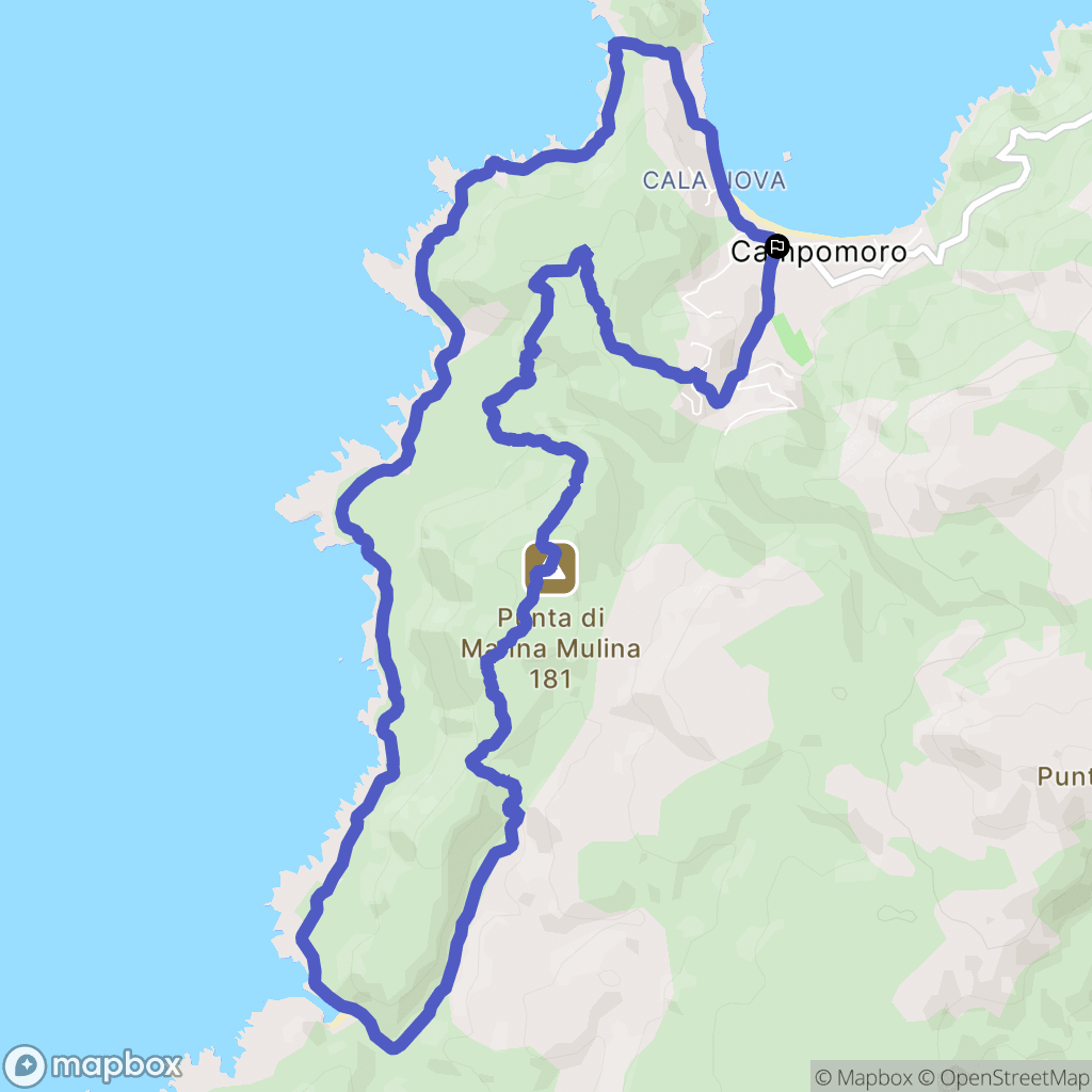 Belvédère-Campomoro : carte du parcours de randonnée - France