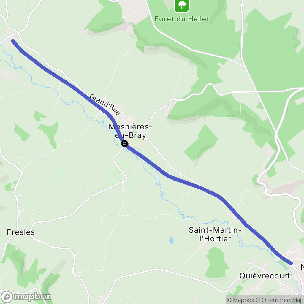 Mesnières-en-Bray : carte du parcours de randonnée - France