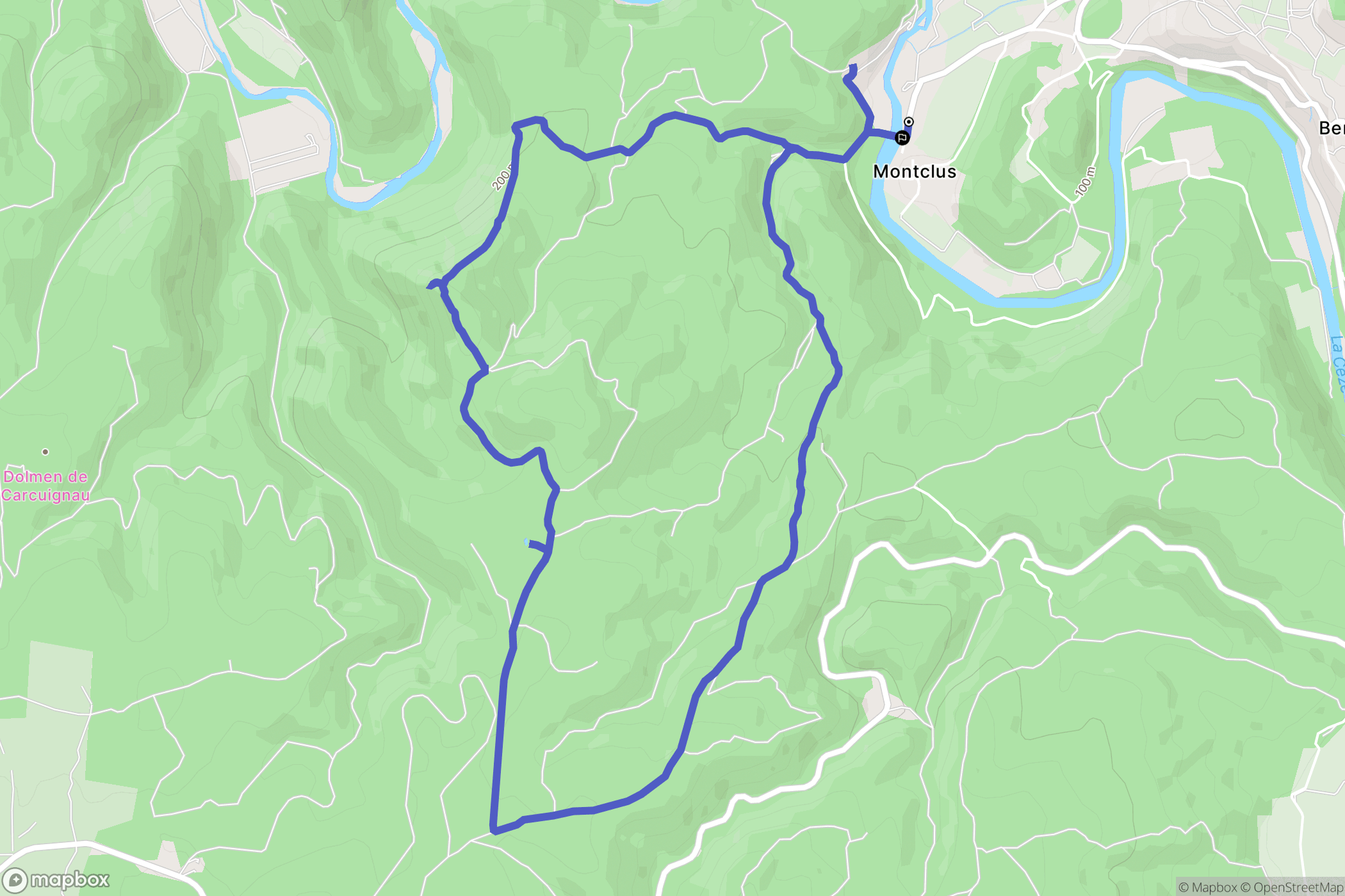 Montclus : carte du parcours de randonnée - France