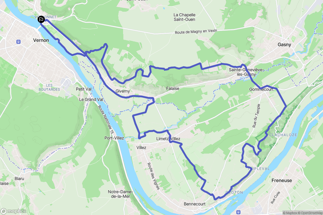 Vernon : carte du parcours de randonnée - France