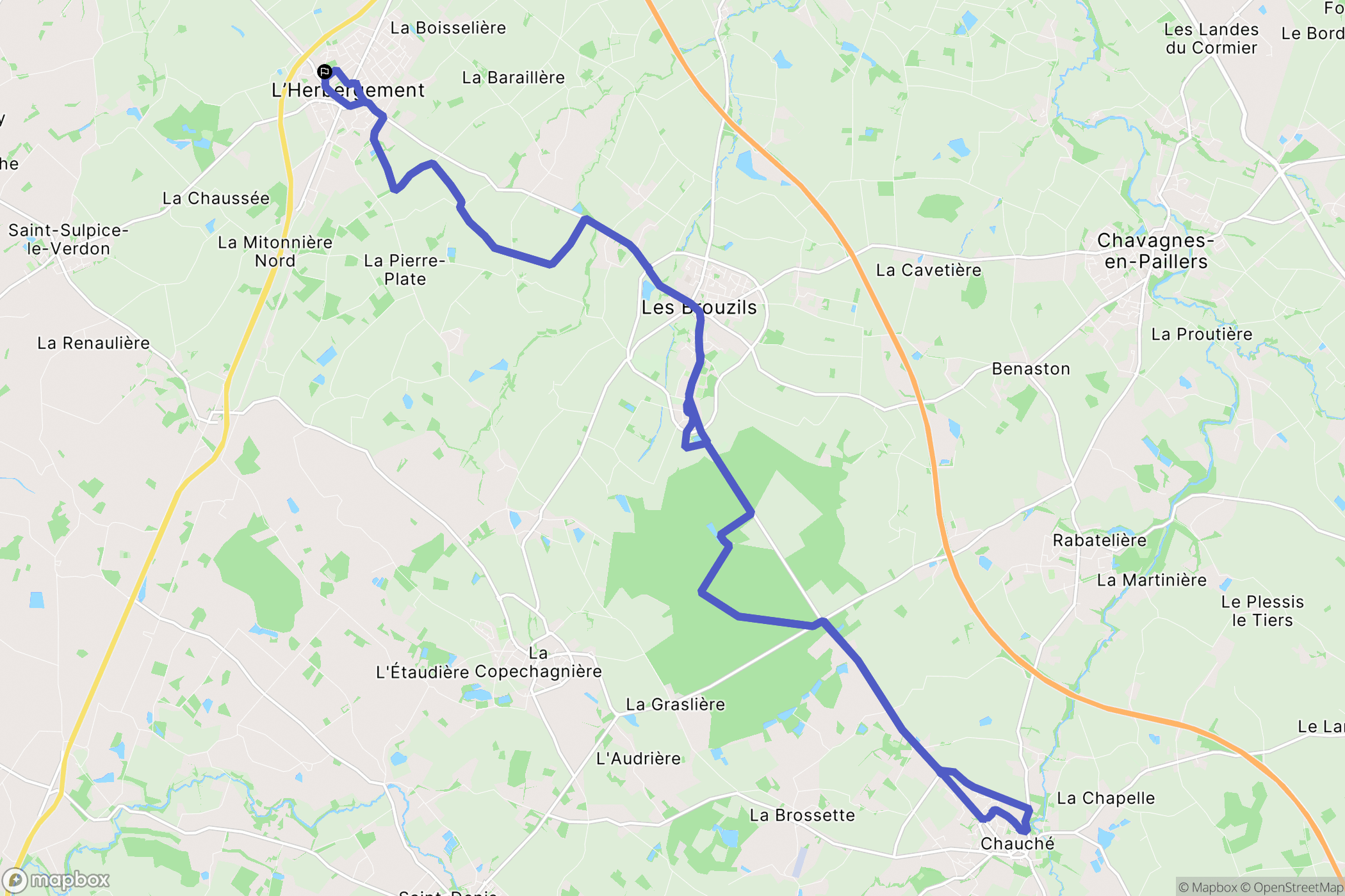 L'Herbergement : carte du parcours de randonnée - France