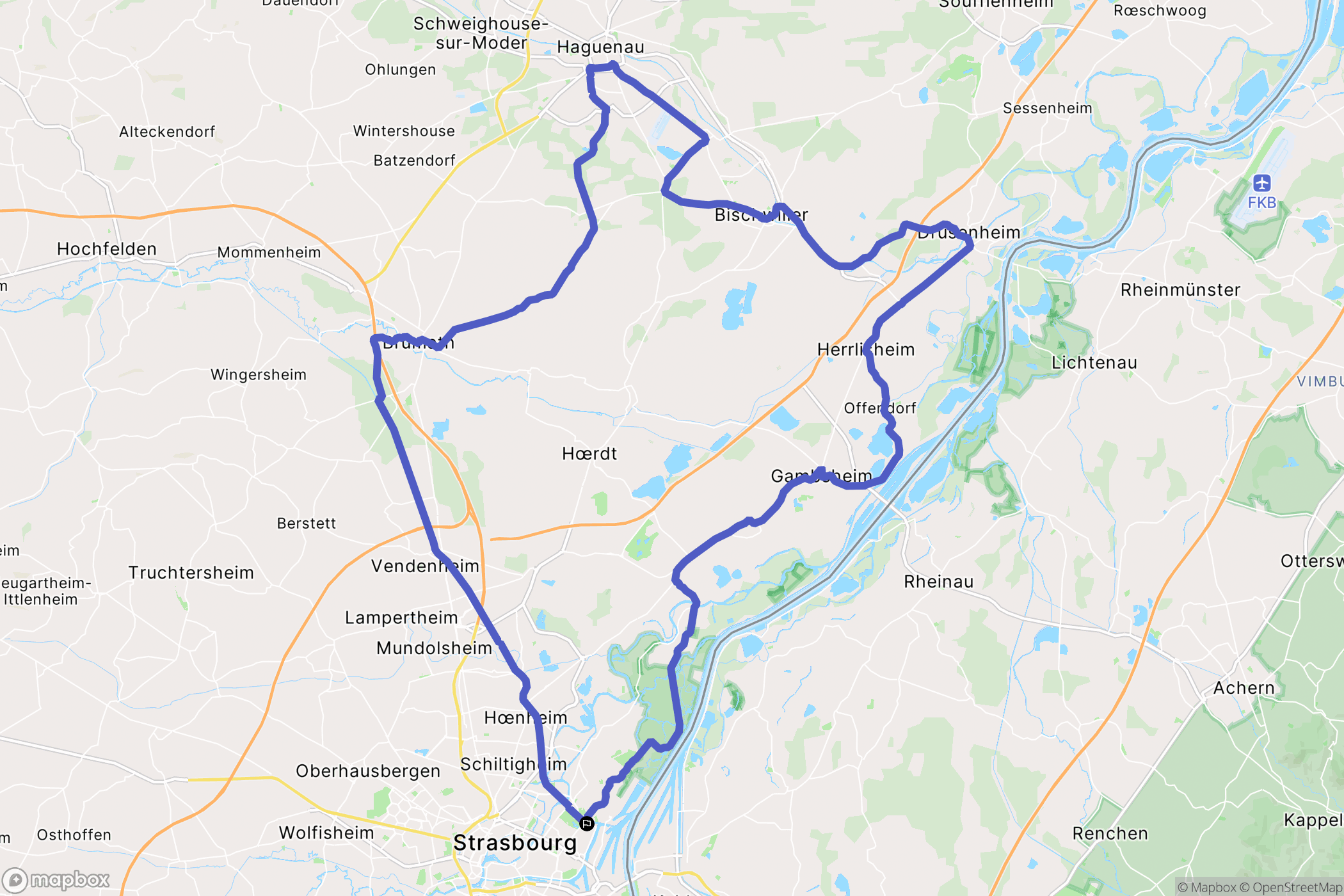 Strasbourg : carte du parcours de randonnée - France