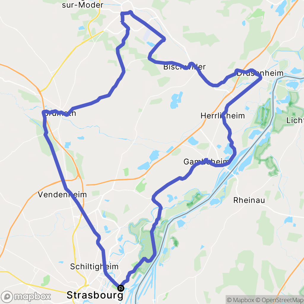 Strasbourg : carte du parcours de randonnée - France