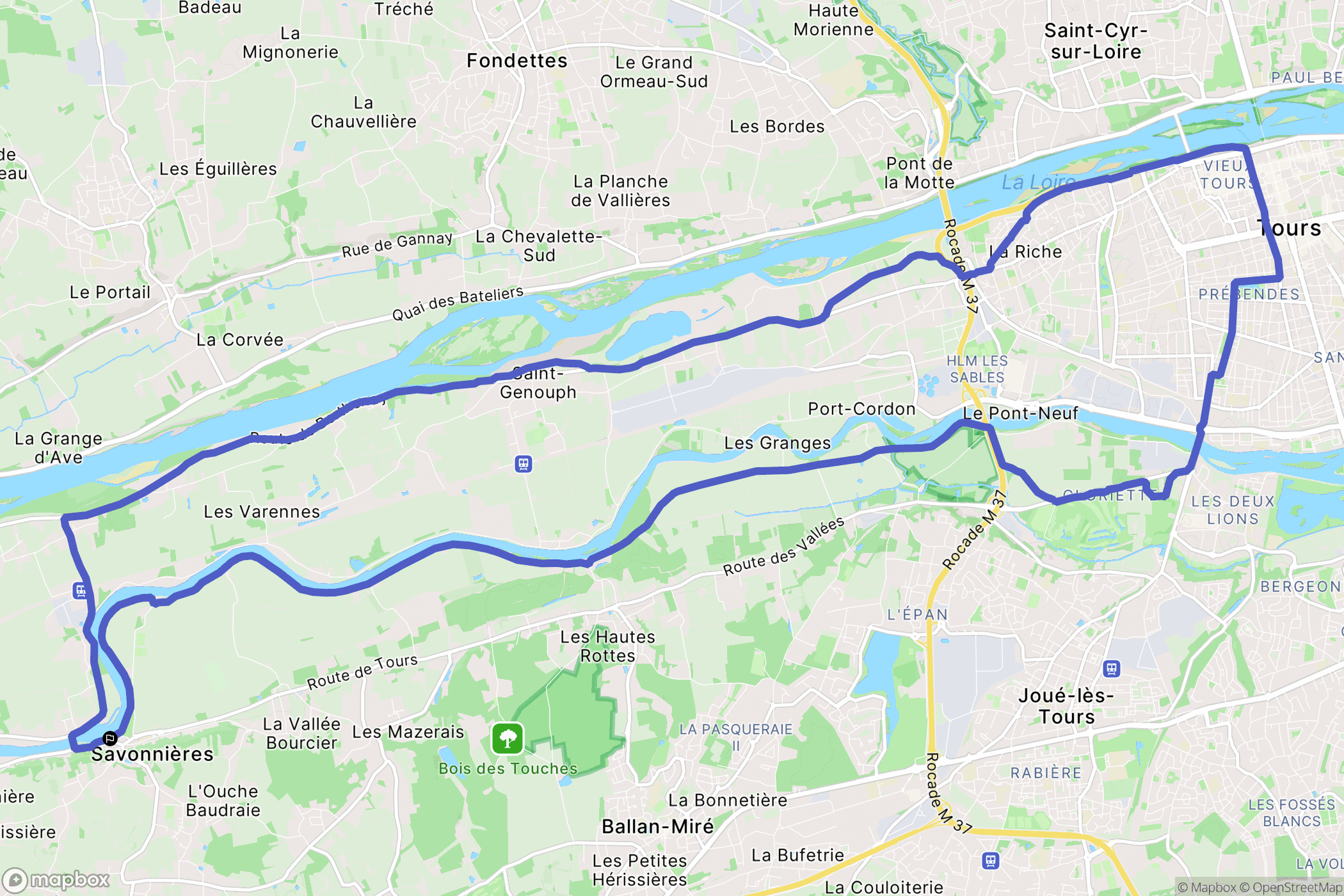Savonnières : carte du parcours de randonnée - France