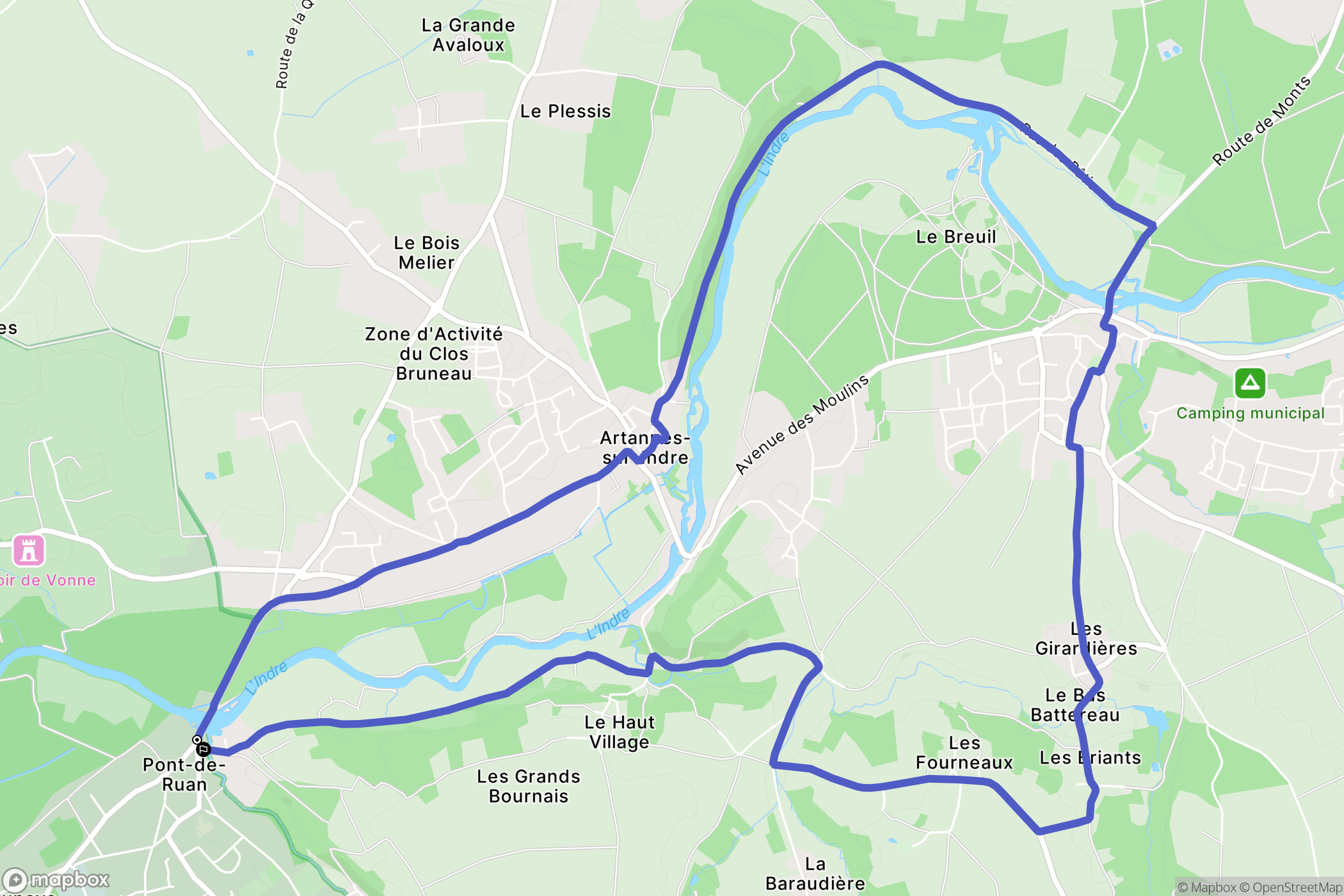 Pont-de-Ruan : carte du parcours de randonnée - France