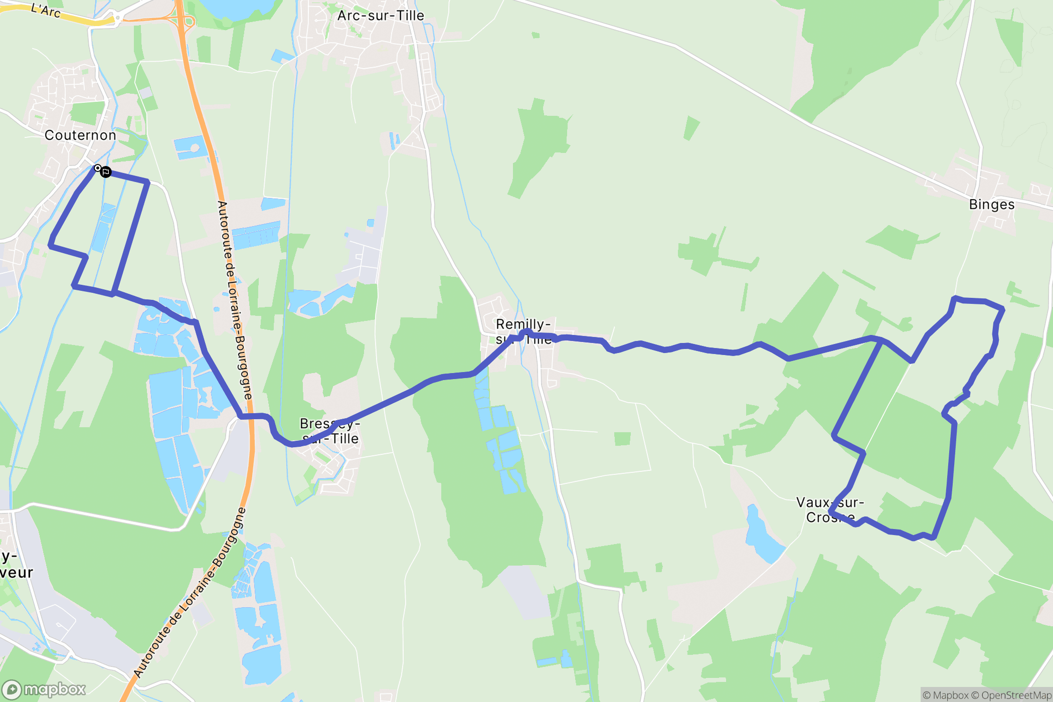 Couternon : carte du parcours de randonnée - France