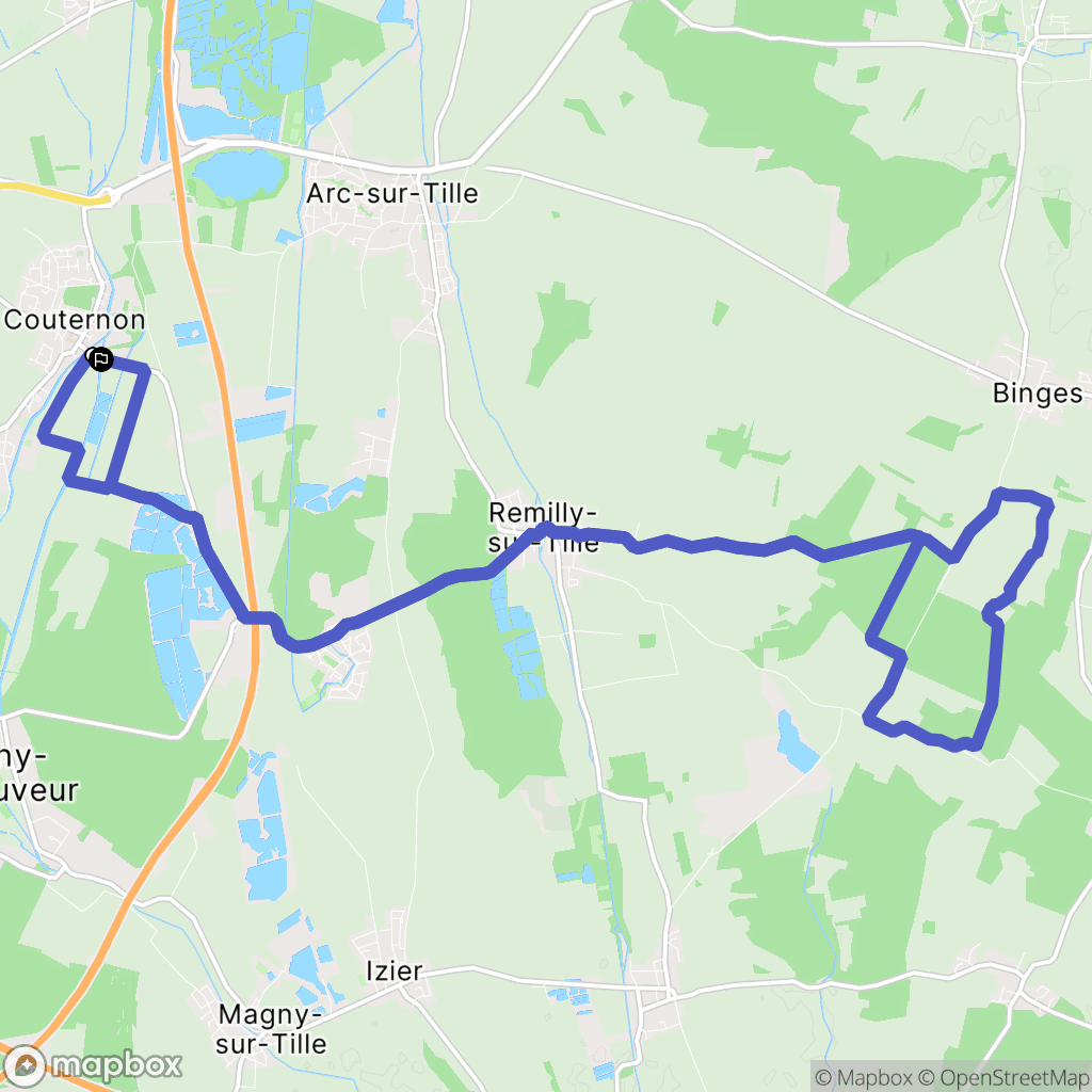 Couternon : carte du parcours de randonnée - France