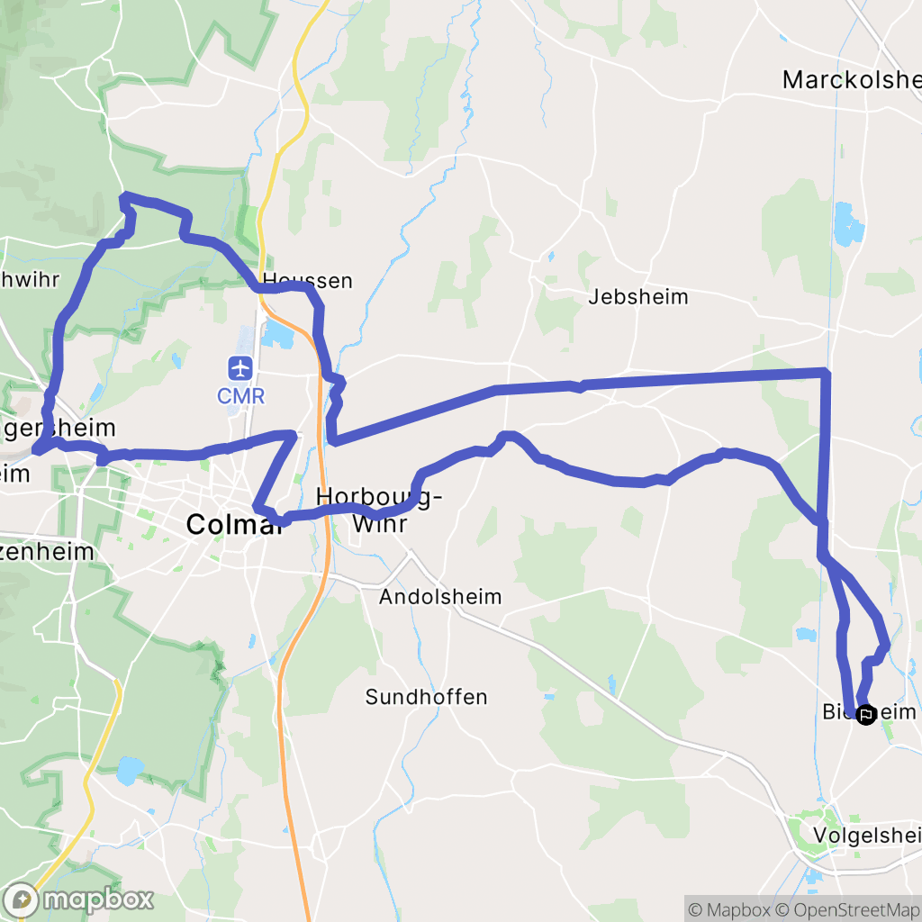 Biesheim : carte du parcours de randonnée - France