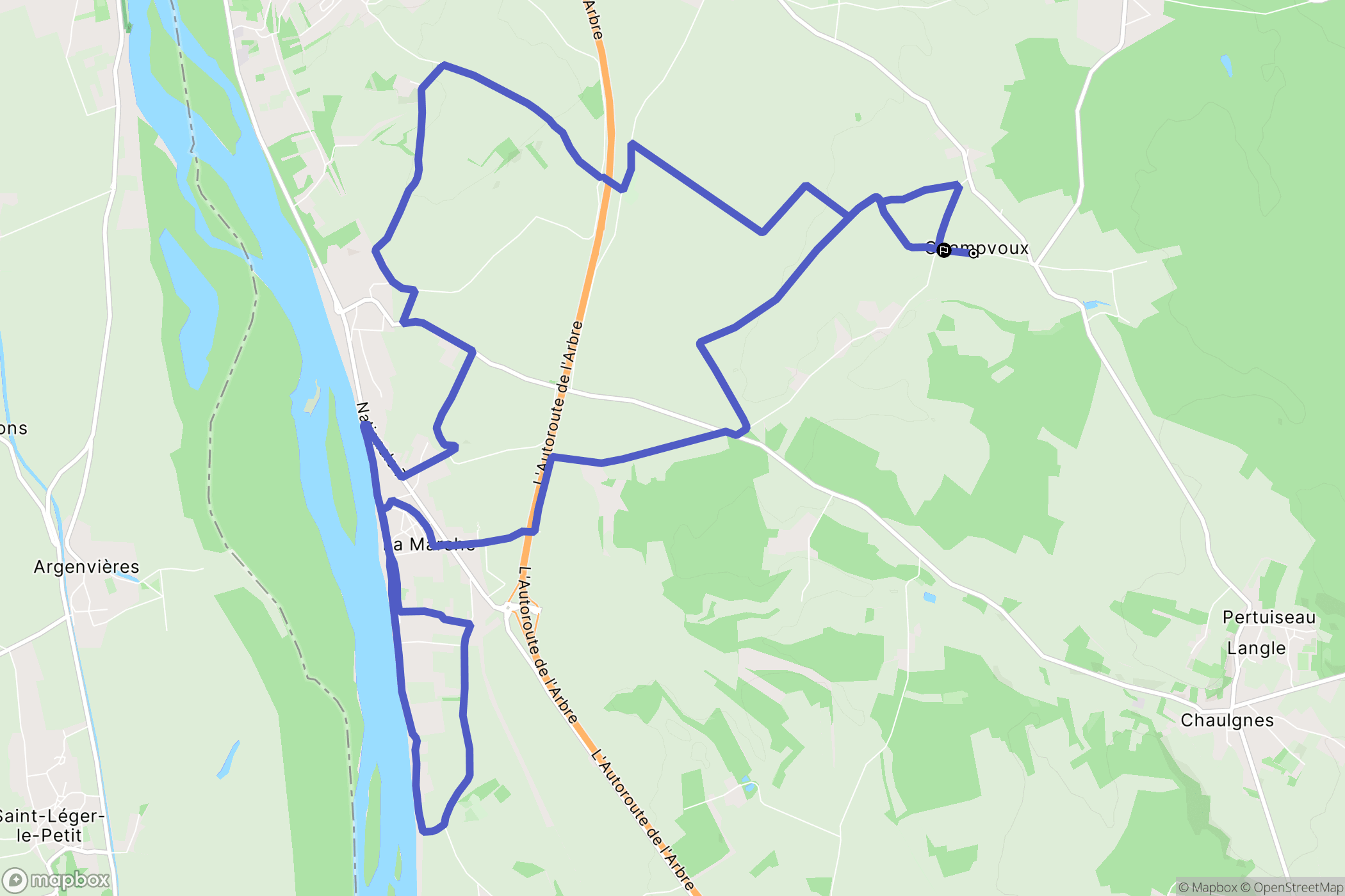 Champvoux : carte du parcours de randonnée - France